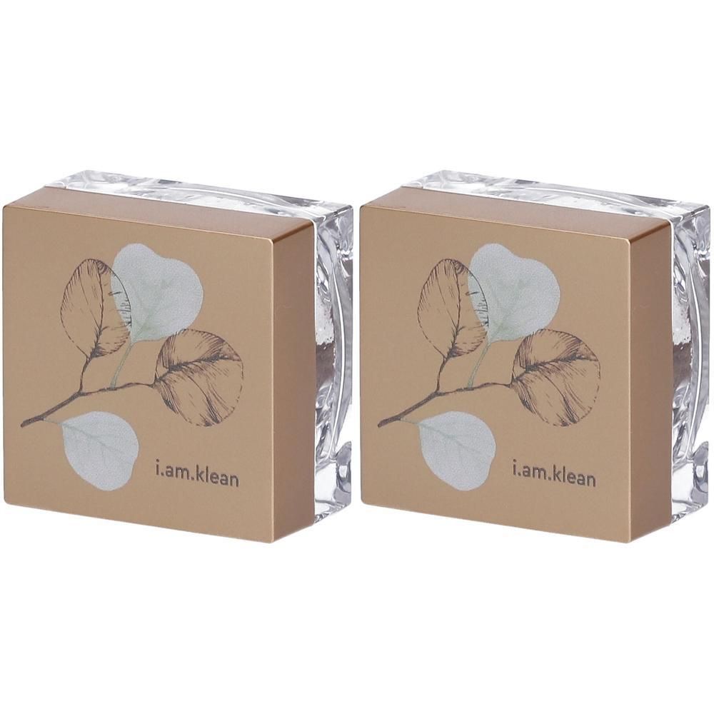 Deux contenants cosmétiques i.am.klean avec motif de feuilles.