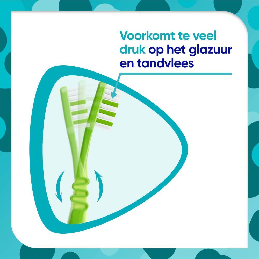 Sensodyne Pro-Email tandenborstel voor kinderen: flexibele hals beschermt tegen te veel druk.