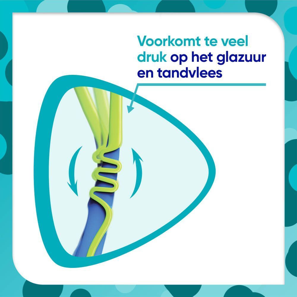 Sensodyne Junior tandenborstel: flexibele hals beschermt tegen te veel druk.