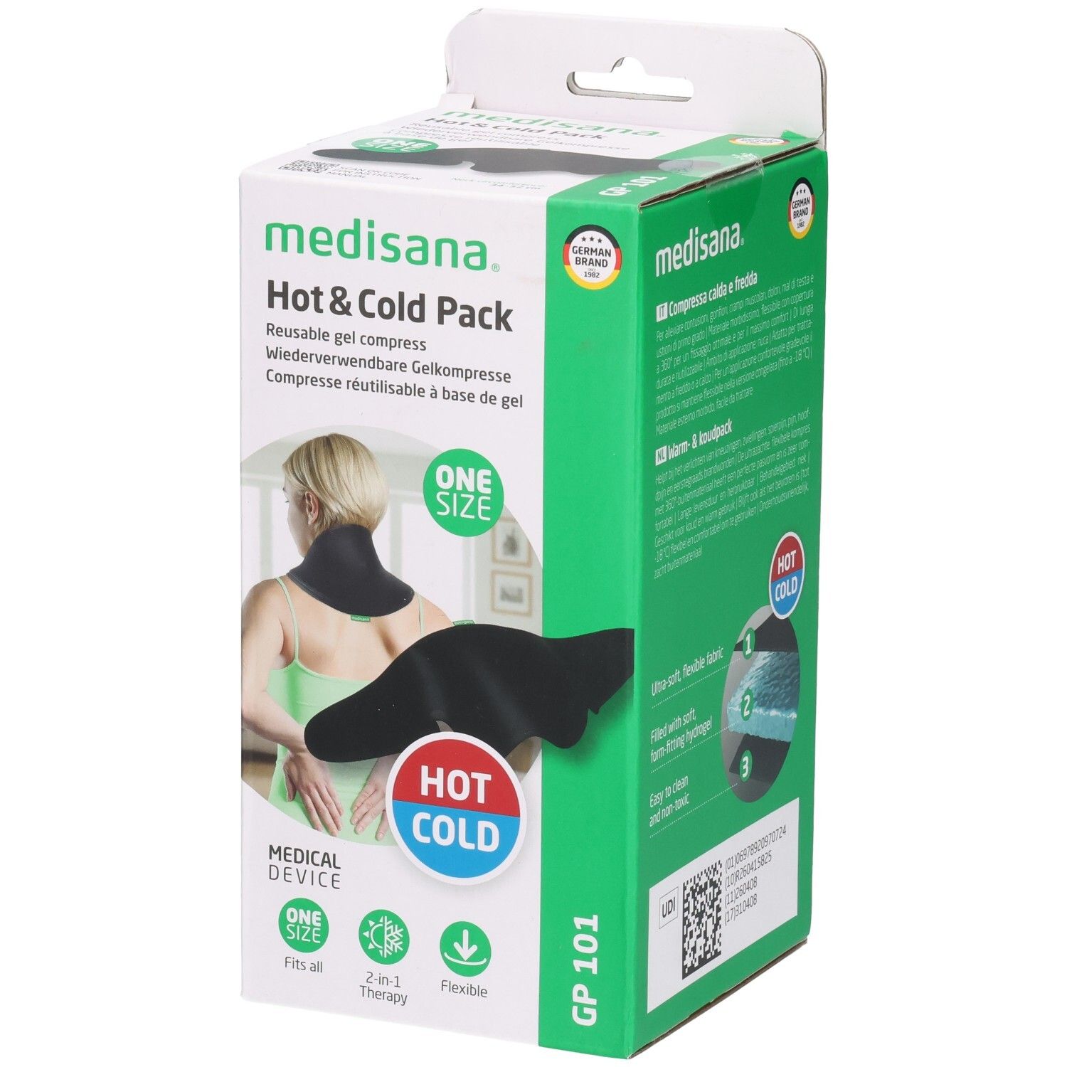 Medisana Hot & Cold Pack nekkussen, herbruikbaar, flexibel, voor warmte- en koudetherapie.