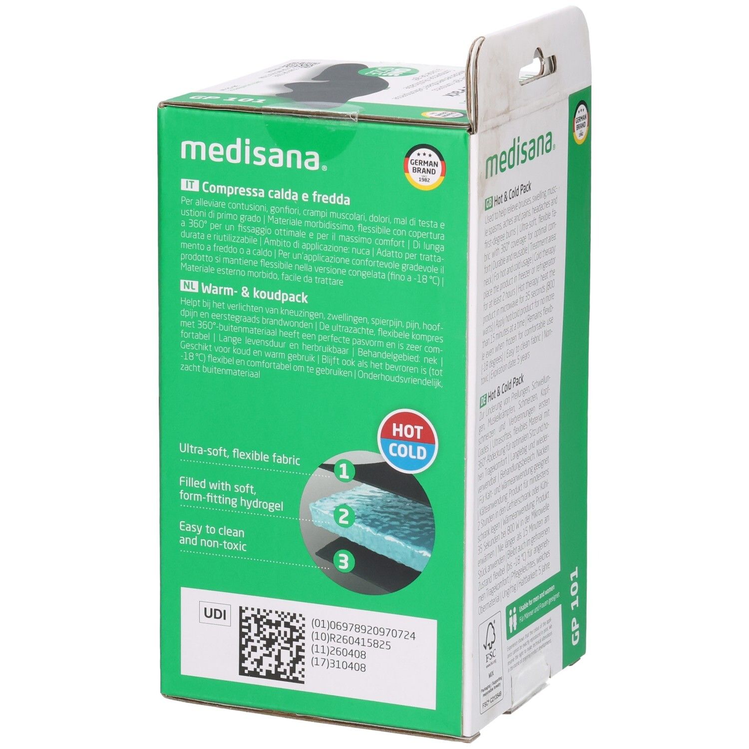 Medisana Hot & Cold Pack nekkussen, gelvulling, flexibel, voor warmte- en koudetherapie.