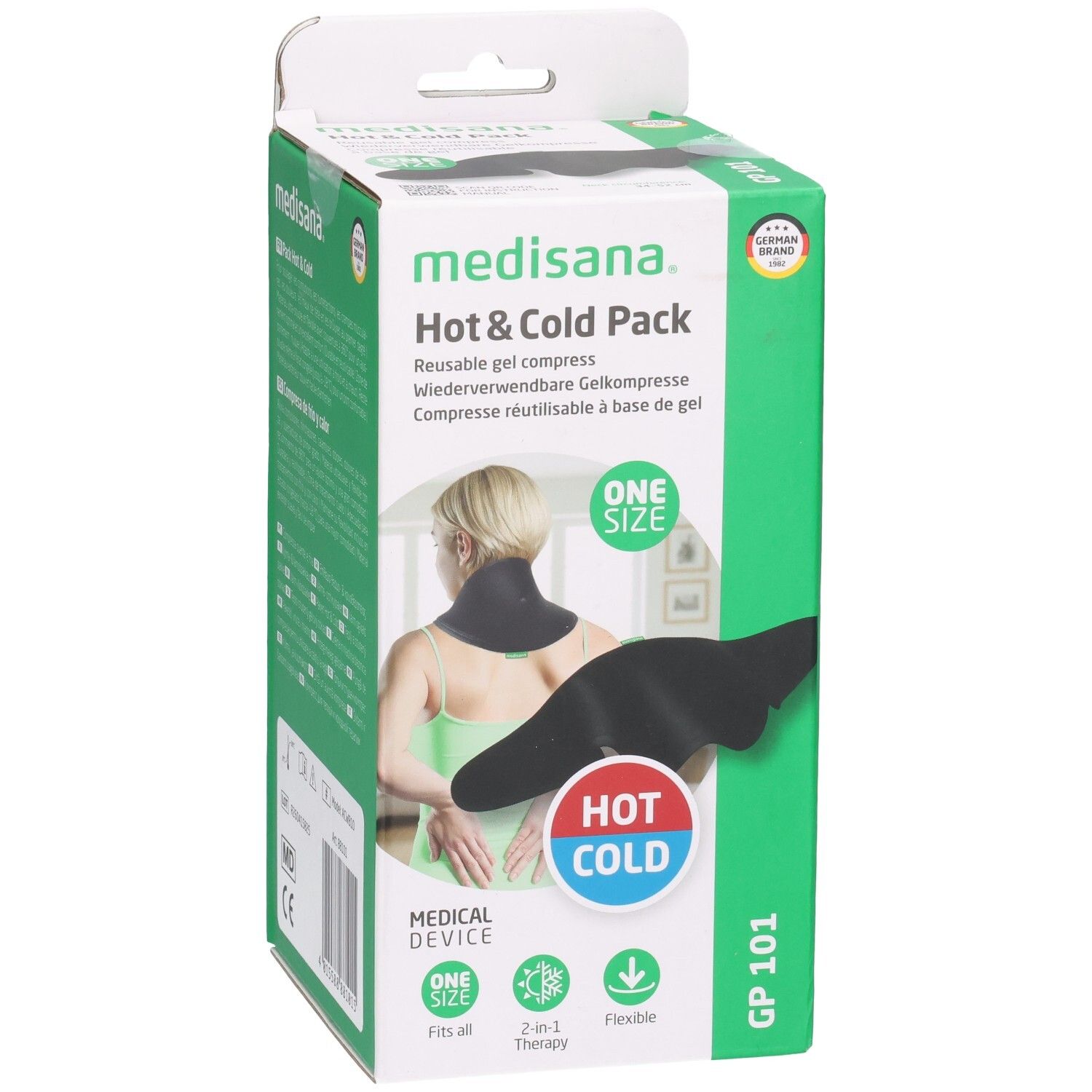 Medisana Hot & Cold Pack nekkussen, herbruikbaar, flexibel, voor warmte- en koudetherapie.