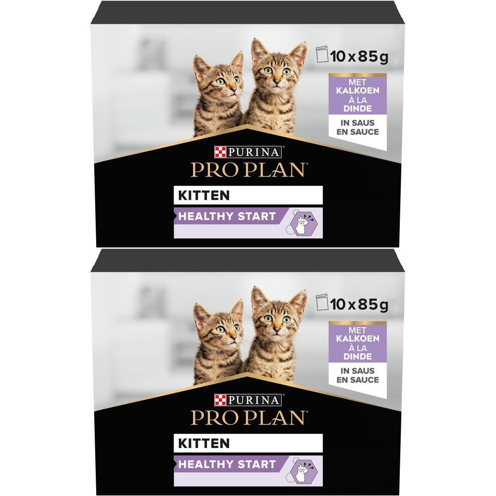 Purina Pro Plan Gesteriliseerde Adult kattenvoer verpakking met kip in saus, 10x85g.