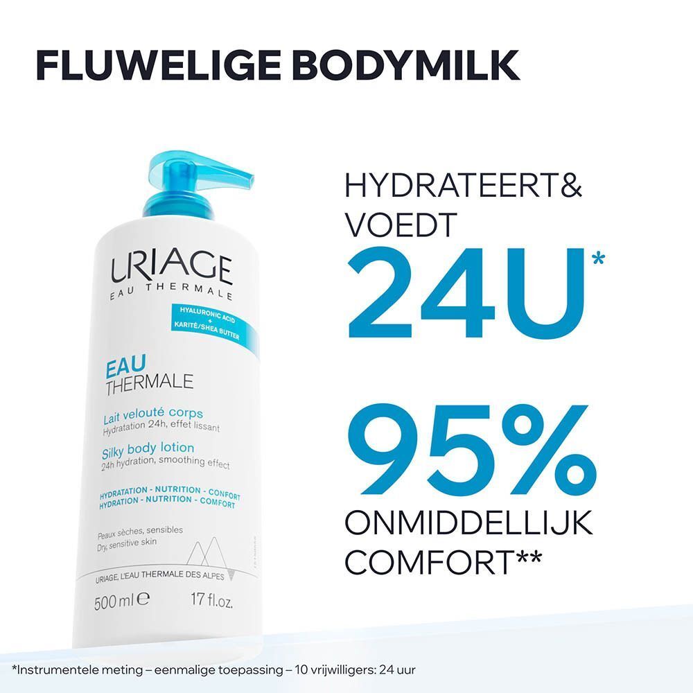 Uriage Eau Thermale bodylotion 500ml met pompdispenser. Hydrateert en voedt 24 uur.