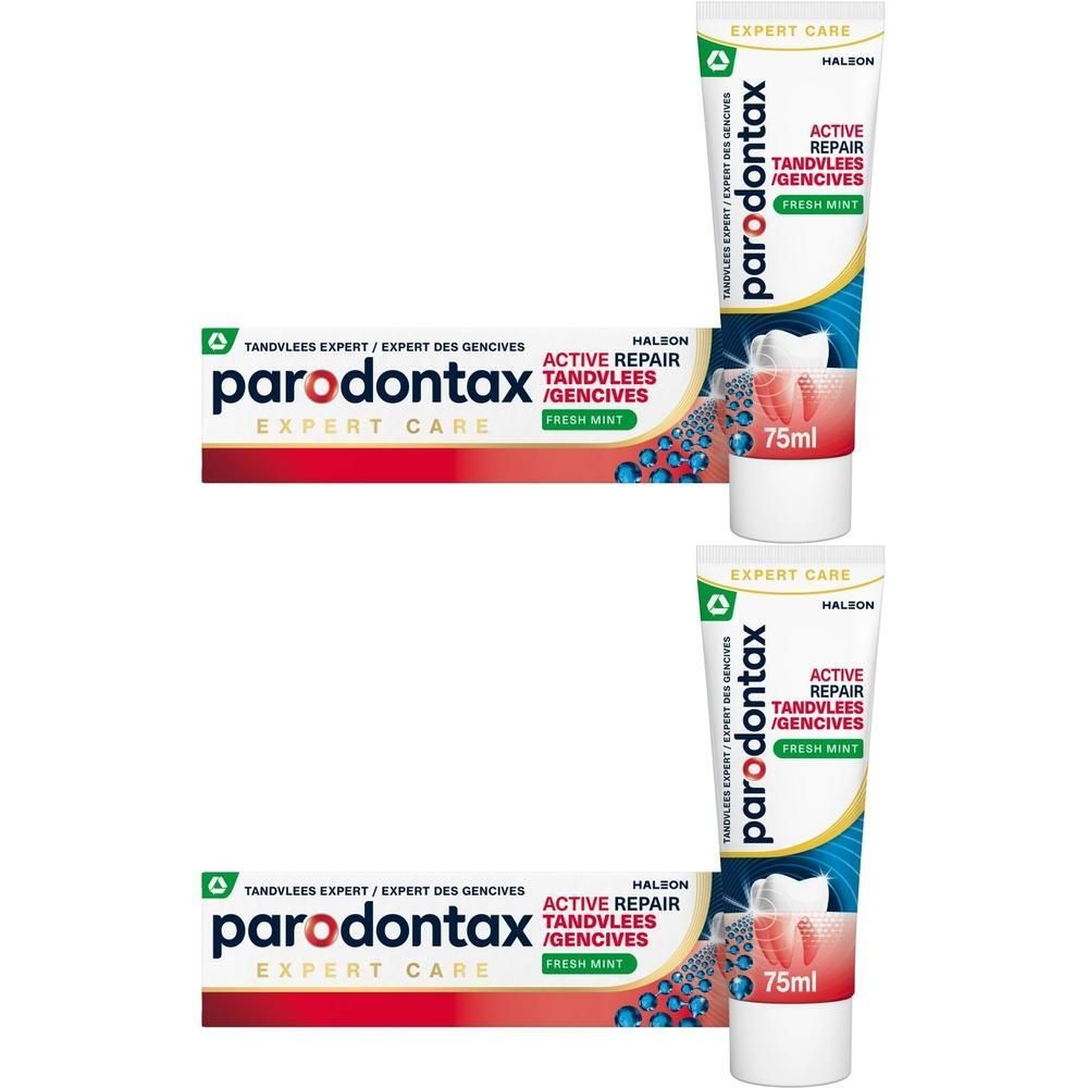 Twee pakken Parodontax tandpasta, Active Repair, 75ml.