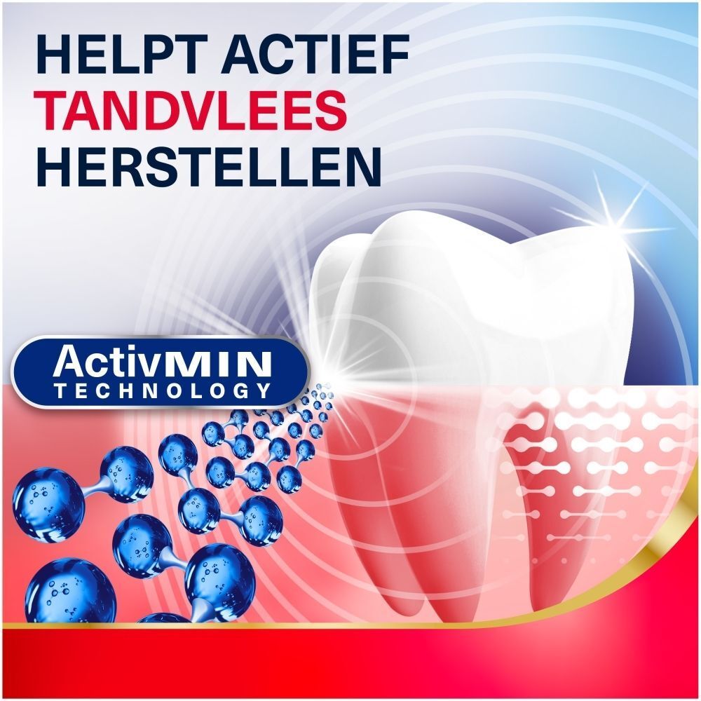 Tand met ActivMIN technologie die tandvlees ondersteunt.