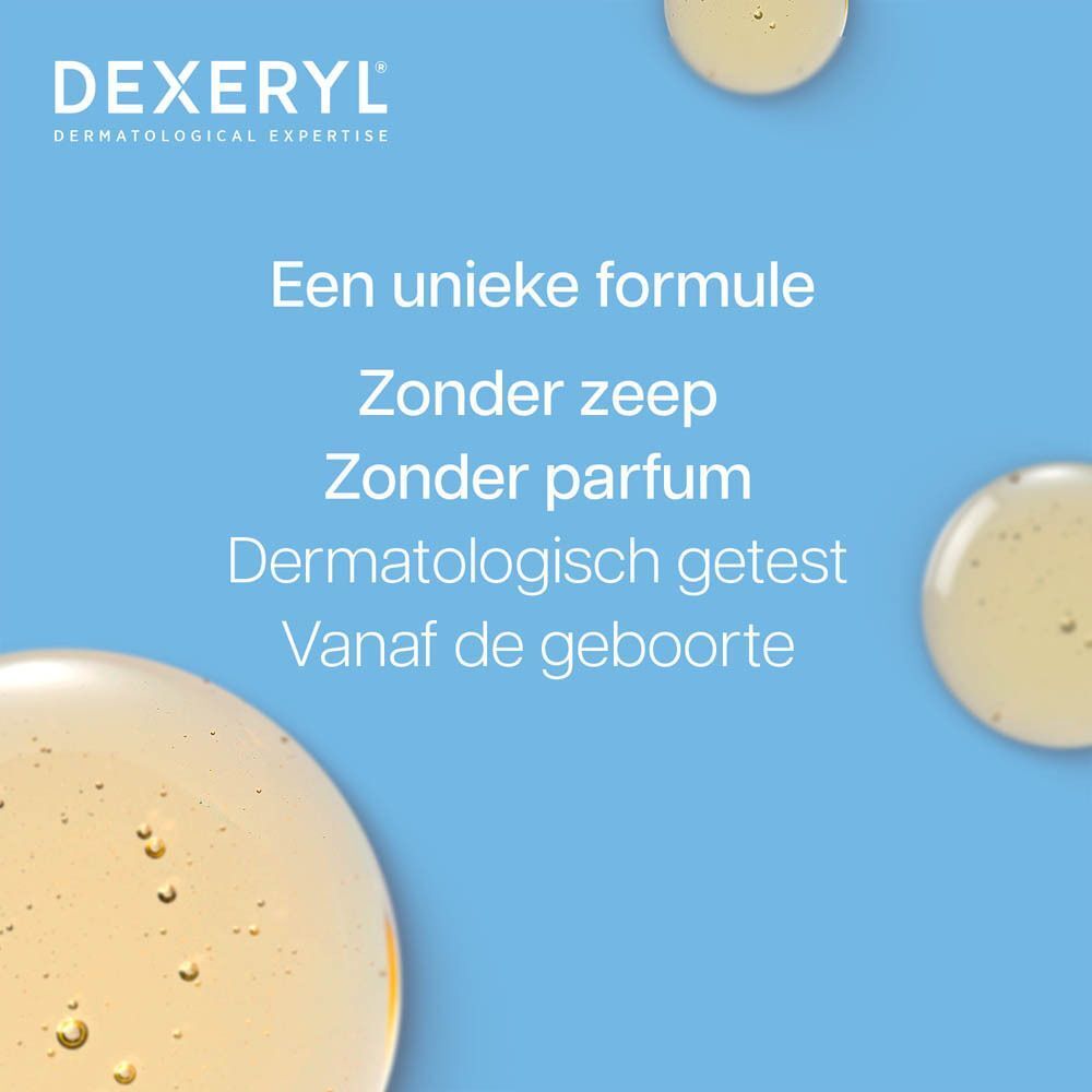 Dexeryl: Unieke formule, zonder zeep, zonder parfum, dermatologisch getest.