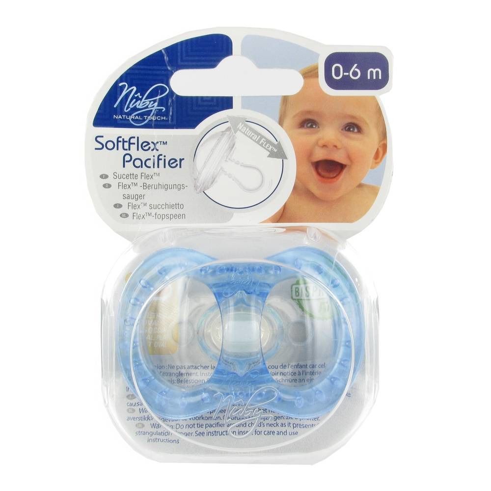 Nuby Natural Touch SoftFlex Sucette Ovale 0-6m Bleu