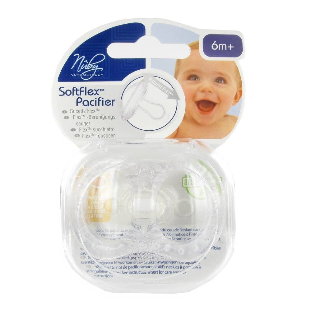 Nuby Natural Touch SoftFlex Sucette Ovale 6m+ Transparent