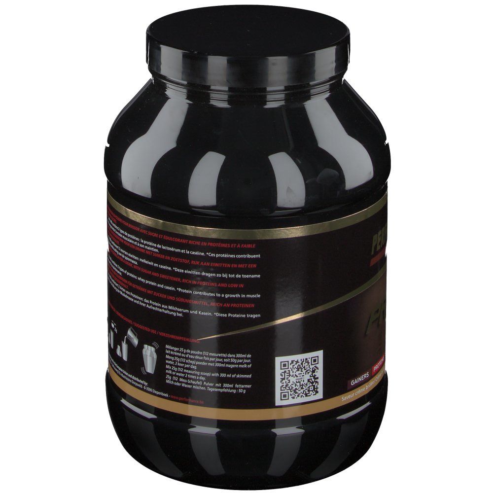 Dos du pot noir. Étiquette avec informations nutritionnelles et texte. Bord doré. Couvercle noir.