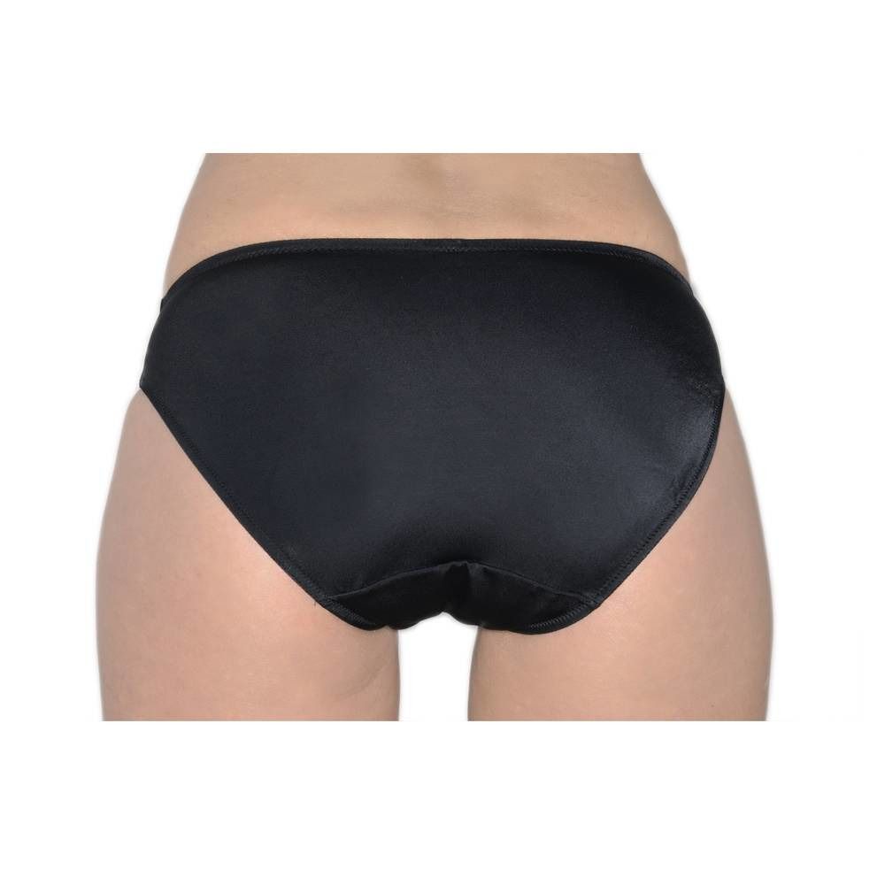 Slip noir. Vue arrière. Tissu lisse.