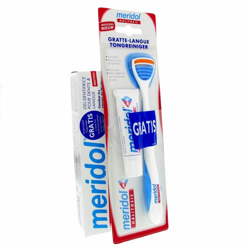 Meridol Tong/Tandgel Halitosis + Gratis Tongschraper