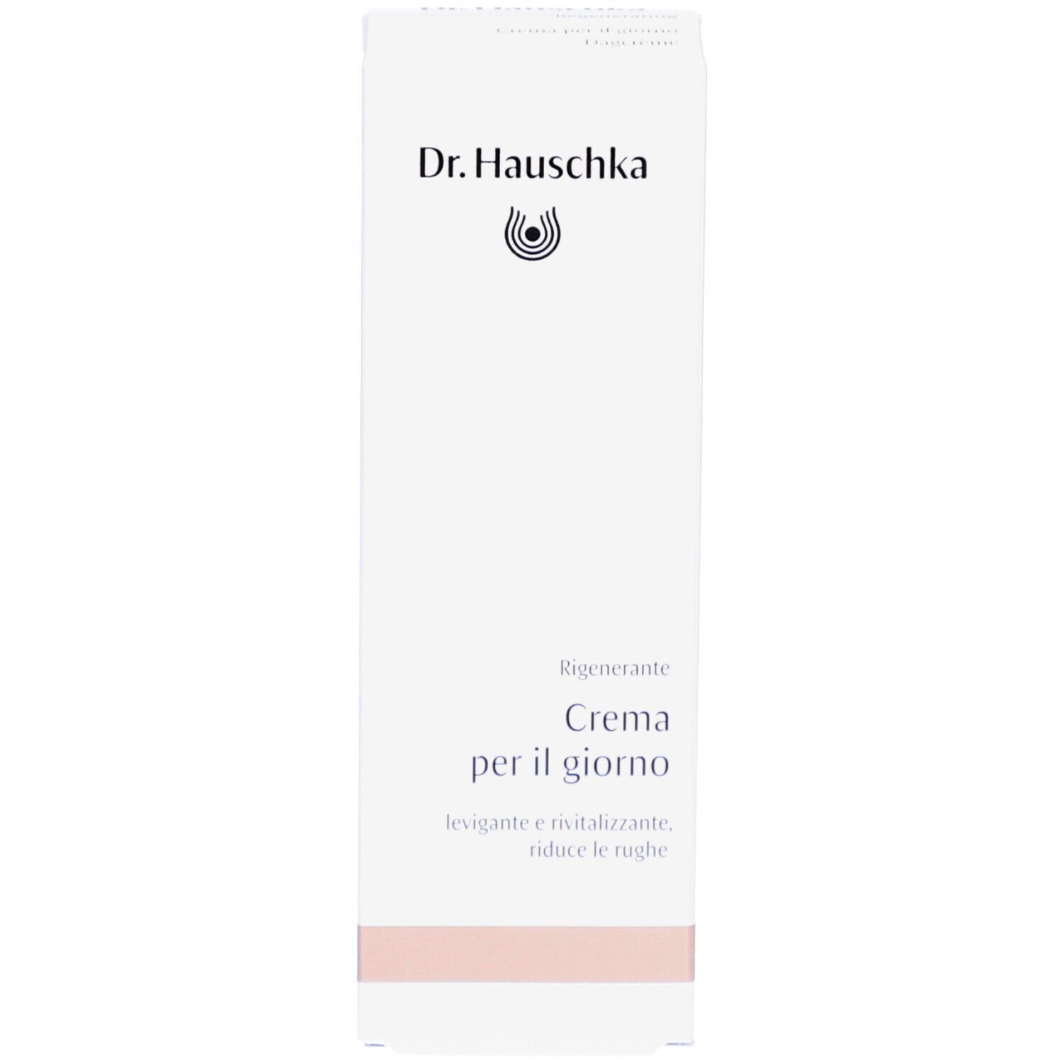 Boîte blanche avec bande marron. Inscription: Dr. Hauschka, Crème régénérante.