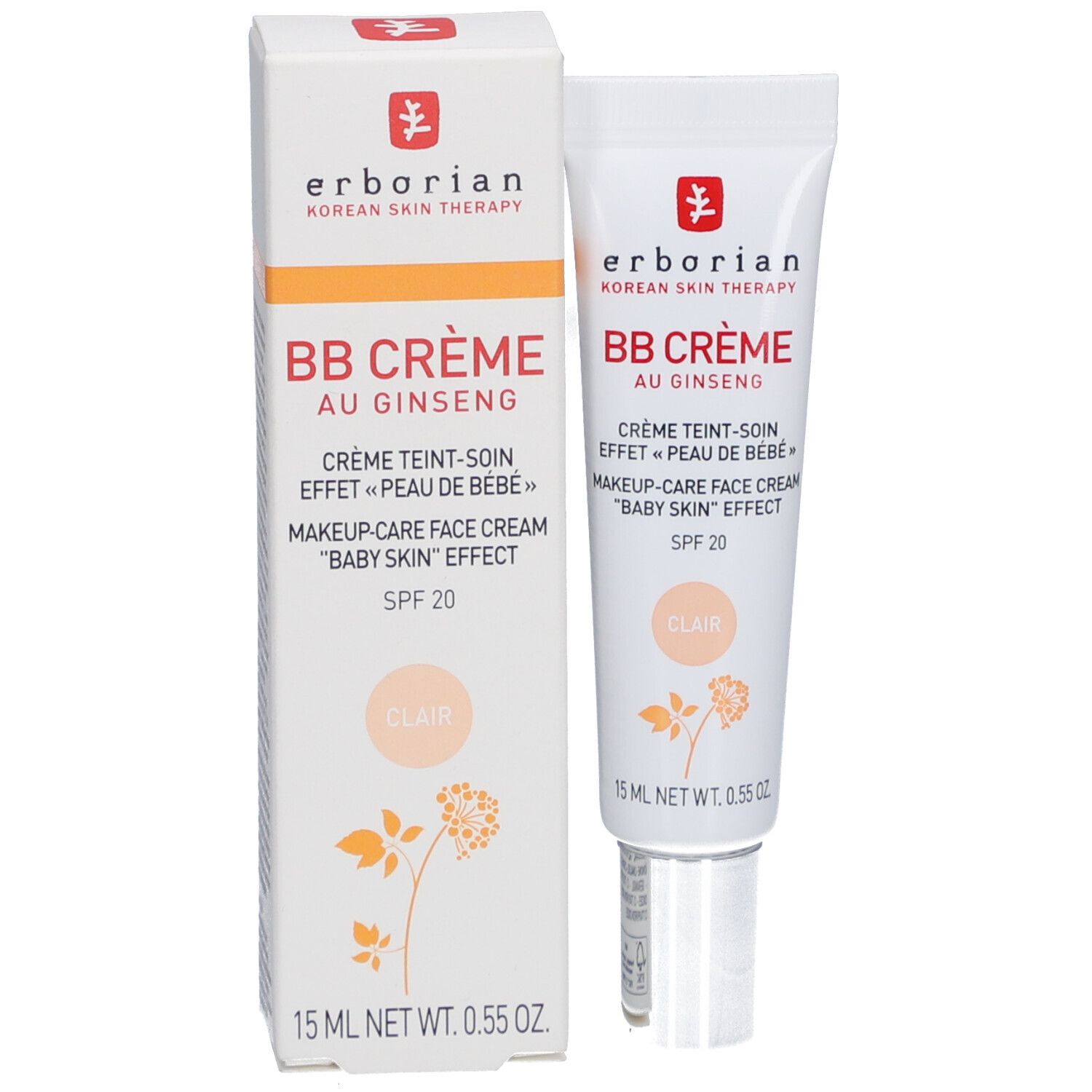 Erborian BB Crème au Ginseng, SPF 20, Clair. 15 ml.