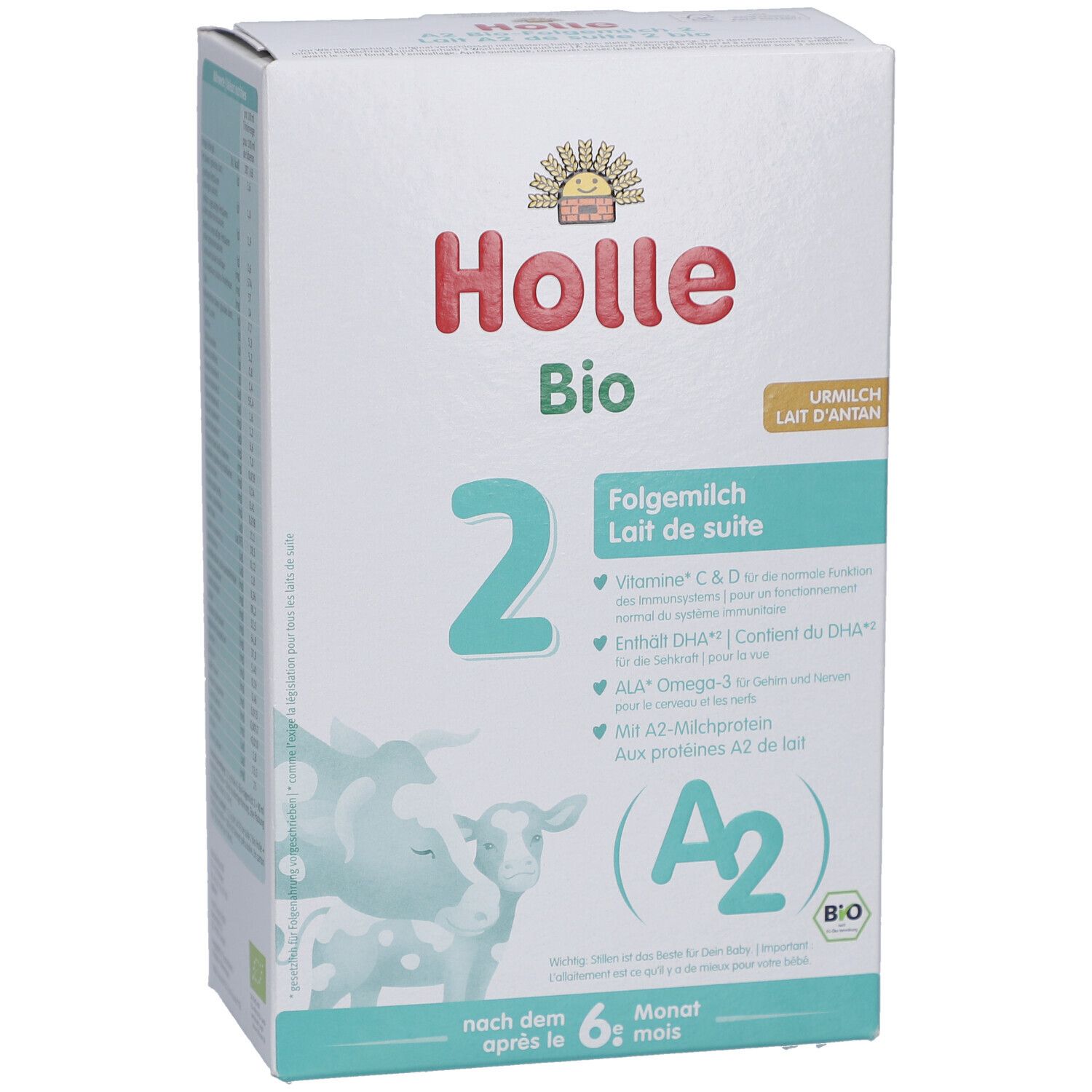 Holle Bio opvolgmelk 2, melkdrank voor baby's vanaf 6 maanden, met A2-melkeiwit.