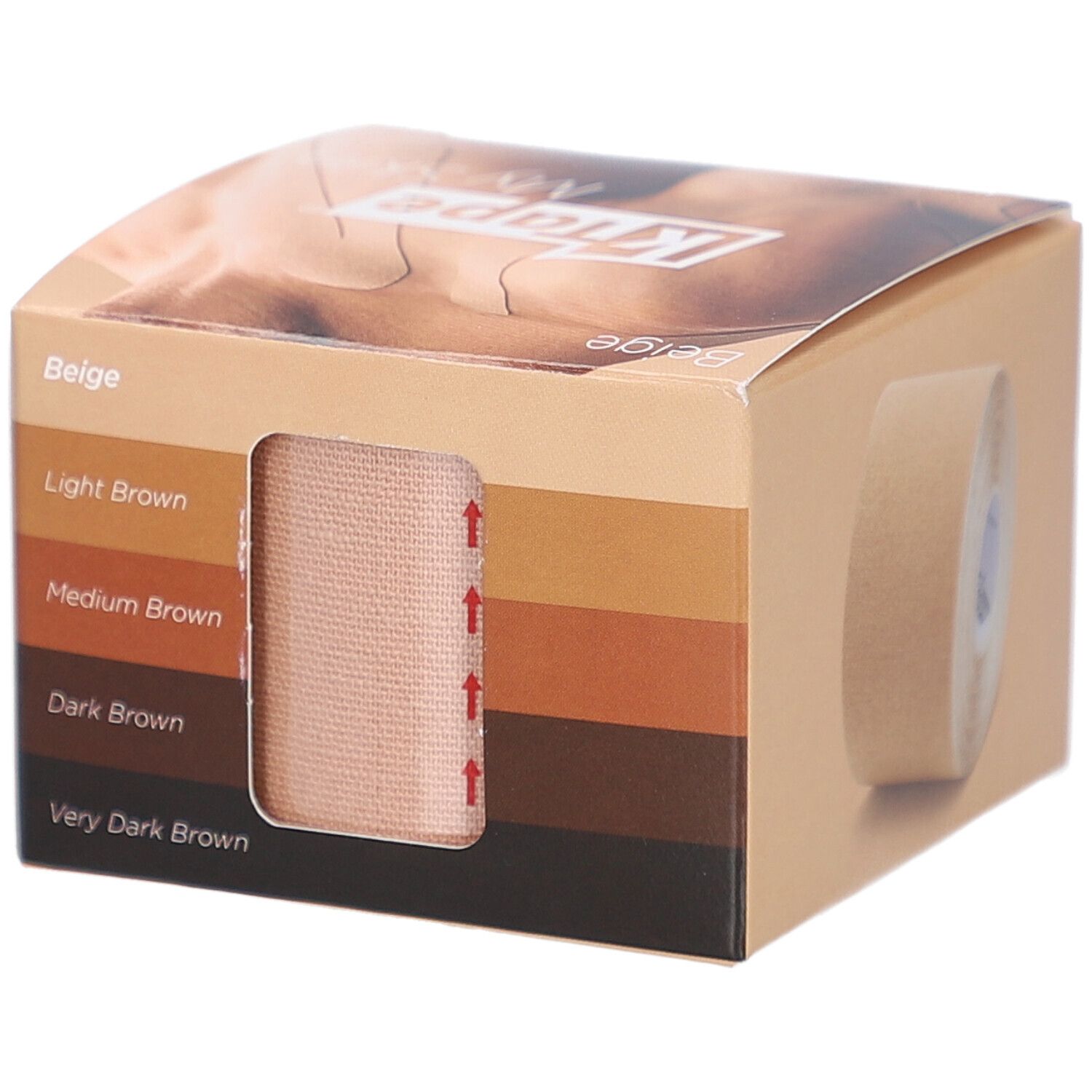 Emballage K-TAPE Meine Haut Beige. Sélection de couleurs: Beige, Light Brown, Medium Brown, Dark Brown, Very Dark Brown. Rouleau de ruban.