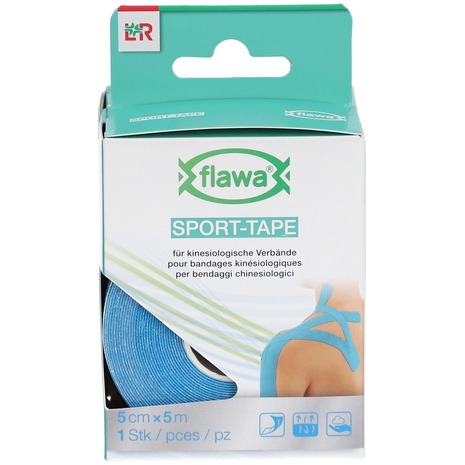 flawa® Sport Tape pour bandages kinésiologiques 5 cm x 5 m bleu