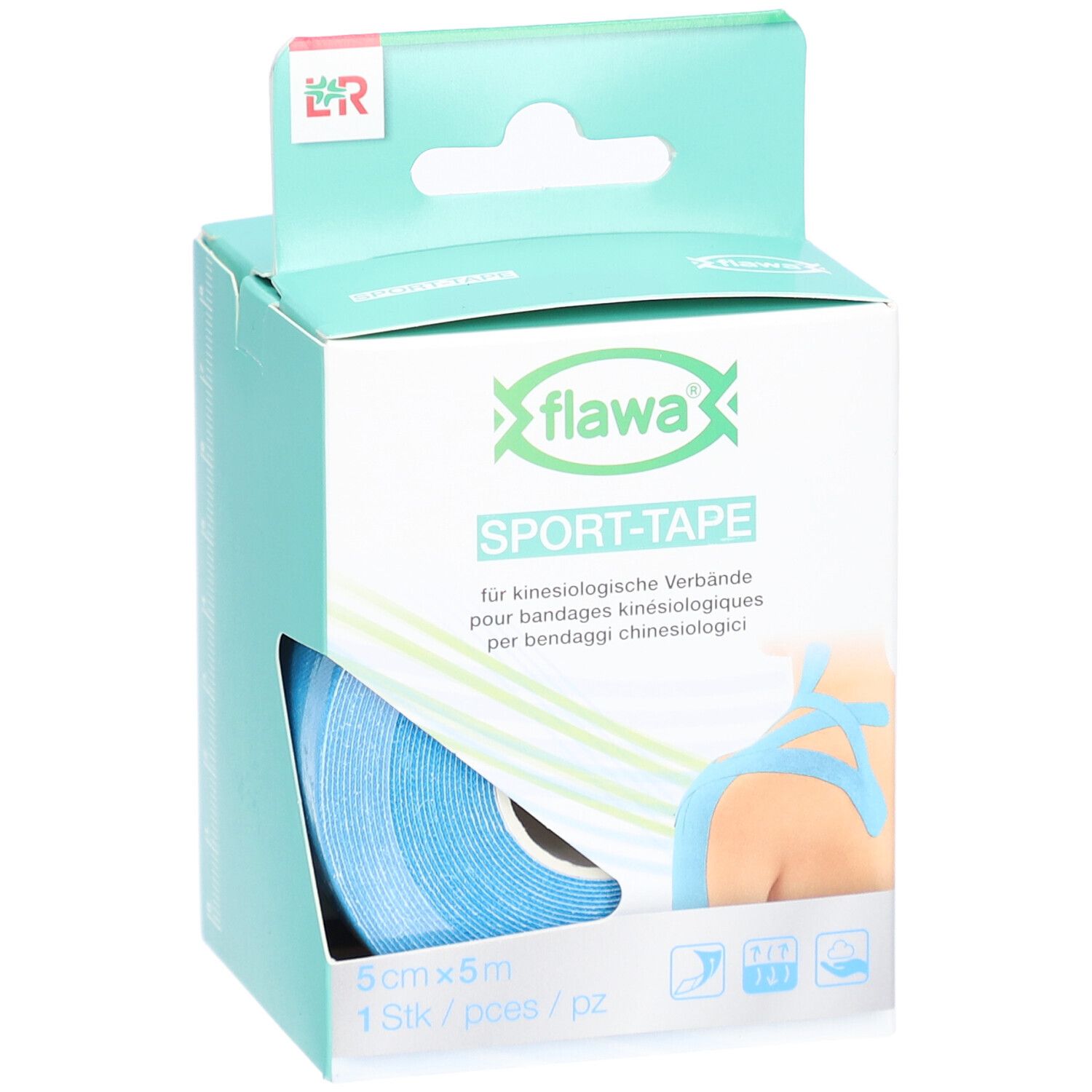 flawa® Sport Tape pour bandages kinésiologiques 5 cm x 5 m bleu