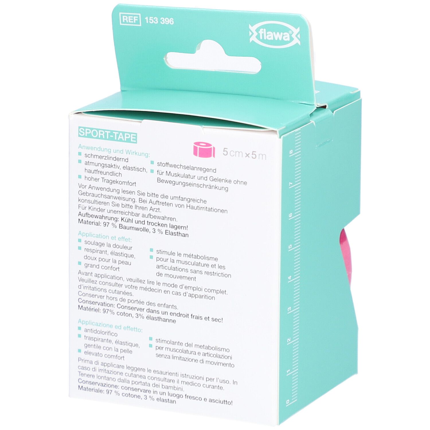 flawa® Sport Tape pour bandages kinésiologiques 5 cm x 5 m rose