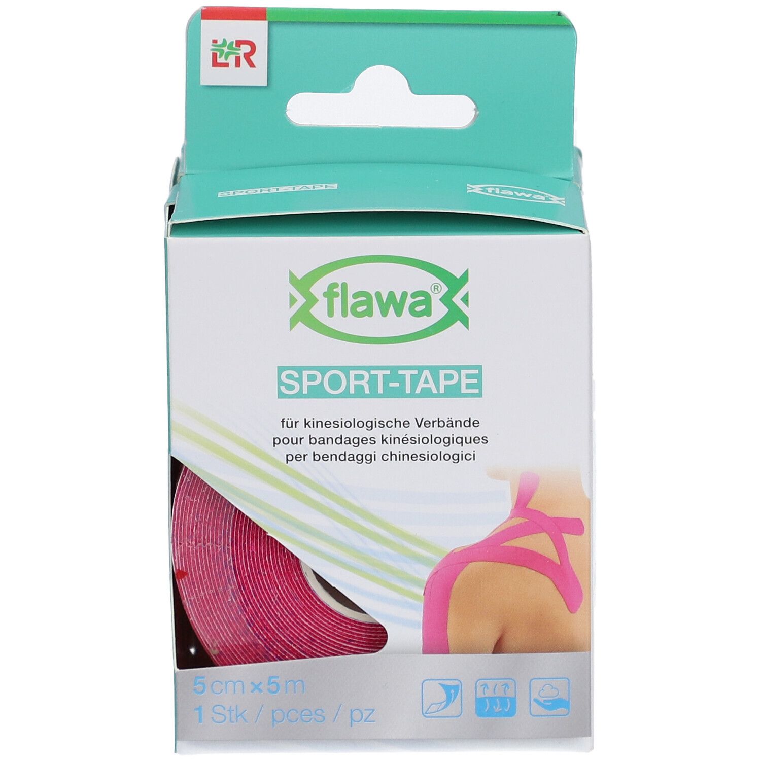 flawa® Sport Tape pour bandages kinésiologiques 5 cm x 5 m rose