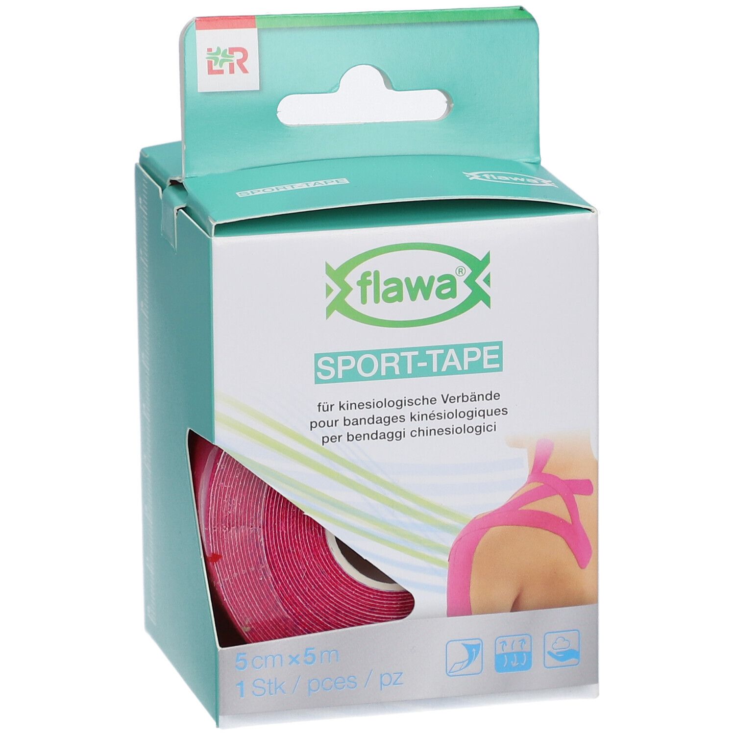 flawa® Sport Tape pour bandages kinésiologiques 5 cm x 5 m rose