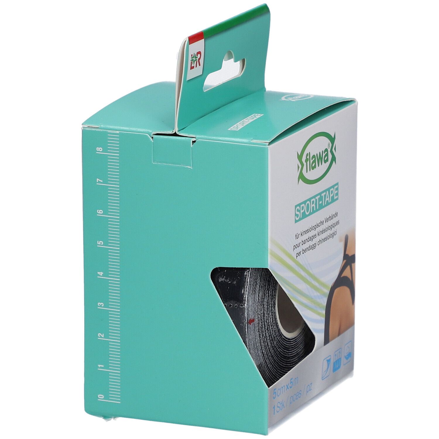flawa® Sport-Tape pour bandages kinésiologiques 5 cm x 5 m noir