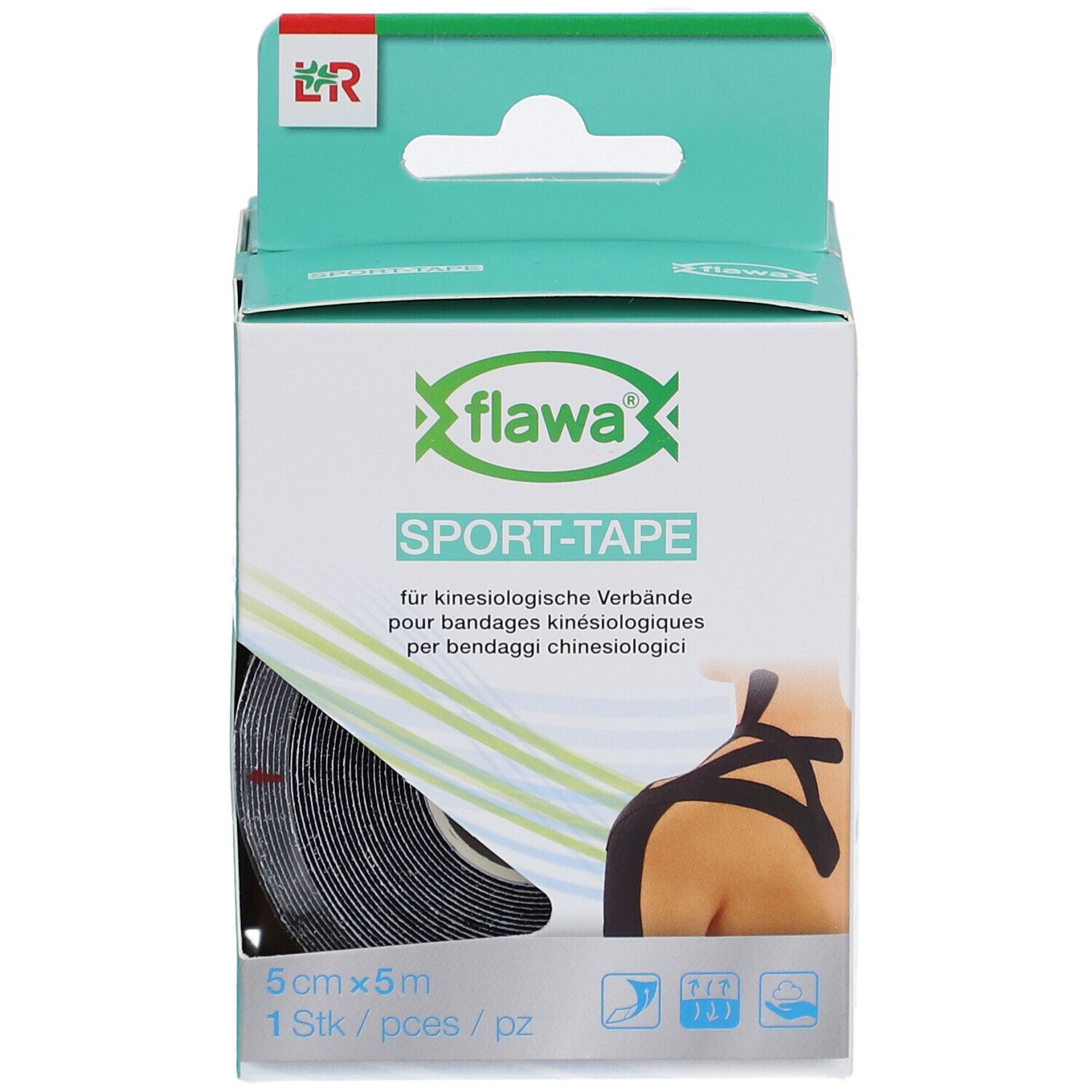 flawa® Sport-Tape pour bandages kinésiologiques 5 cm x 5 m noir