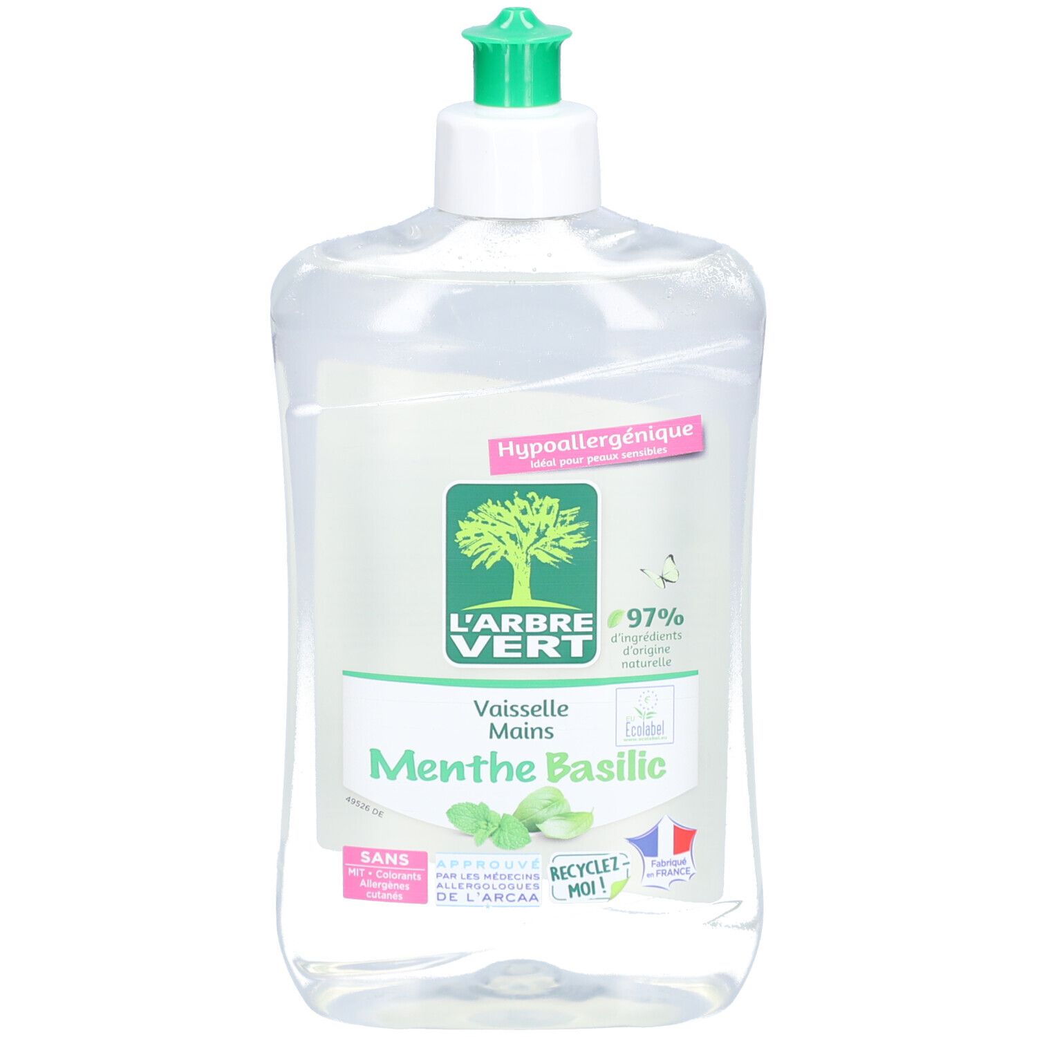 L'ARBRE VERT Afwasmiddel met munt en basilicum