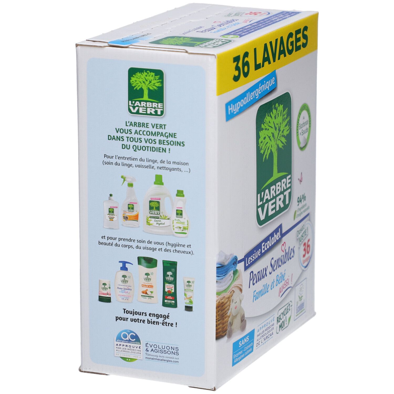 L'ARBRE VERT Lessive en poudre peaux sensibles Famille et bébé