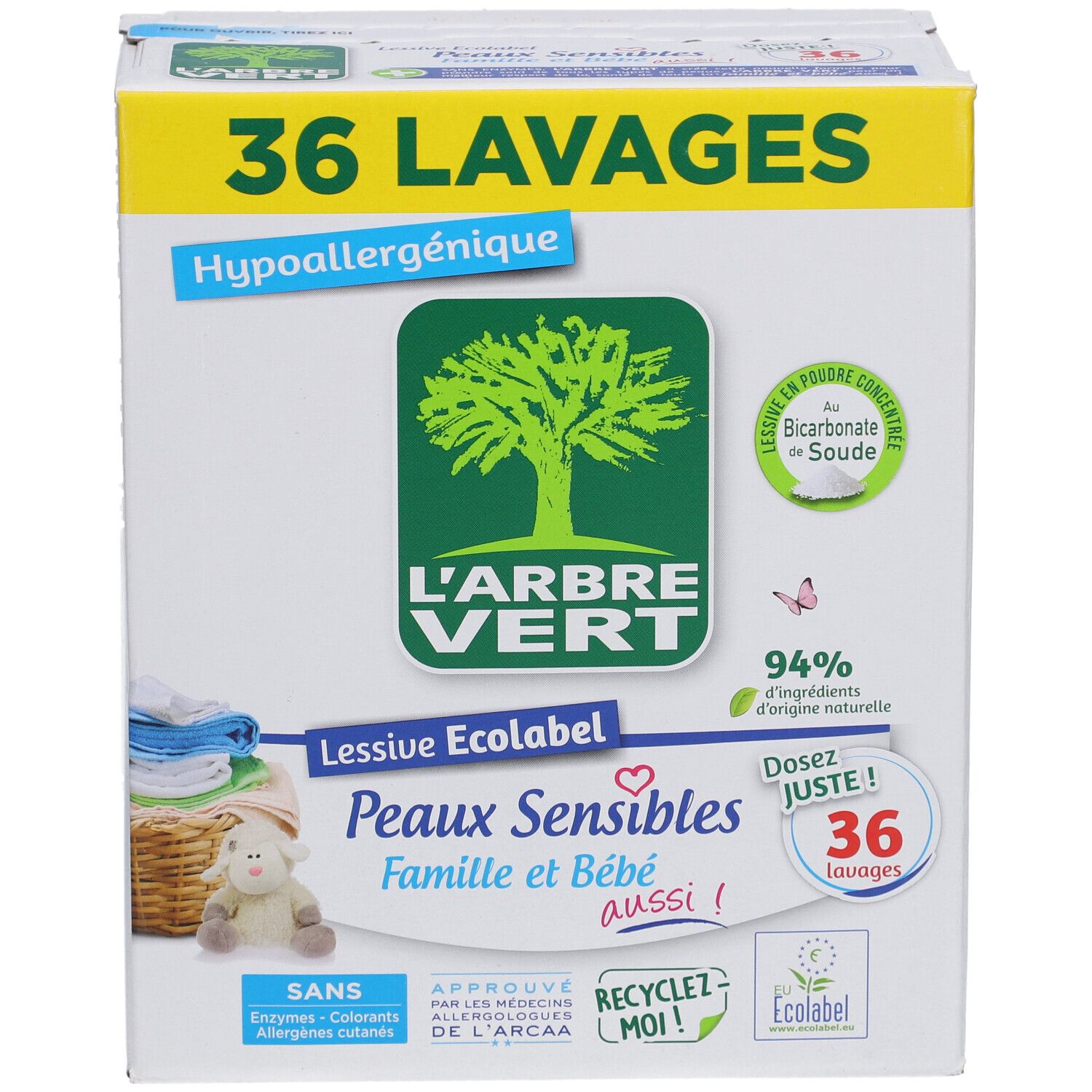 L'ARBRE VERT Lessive en poudre peaux sensibles Famille et bébé