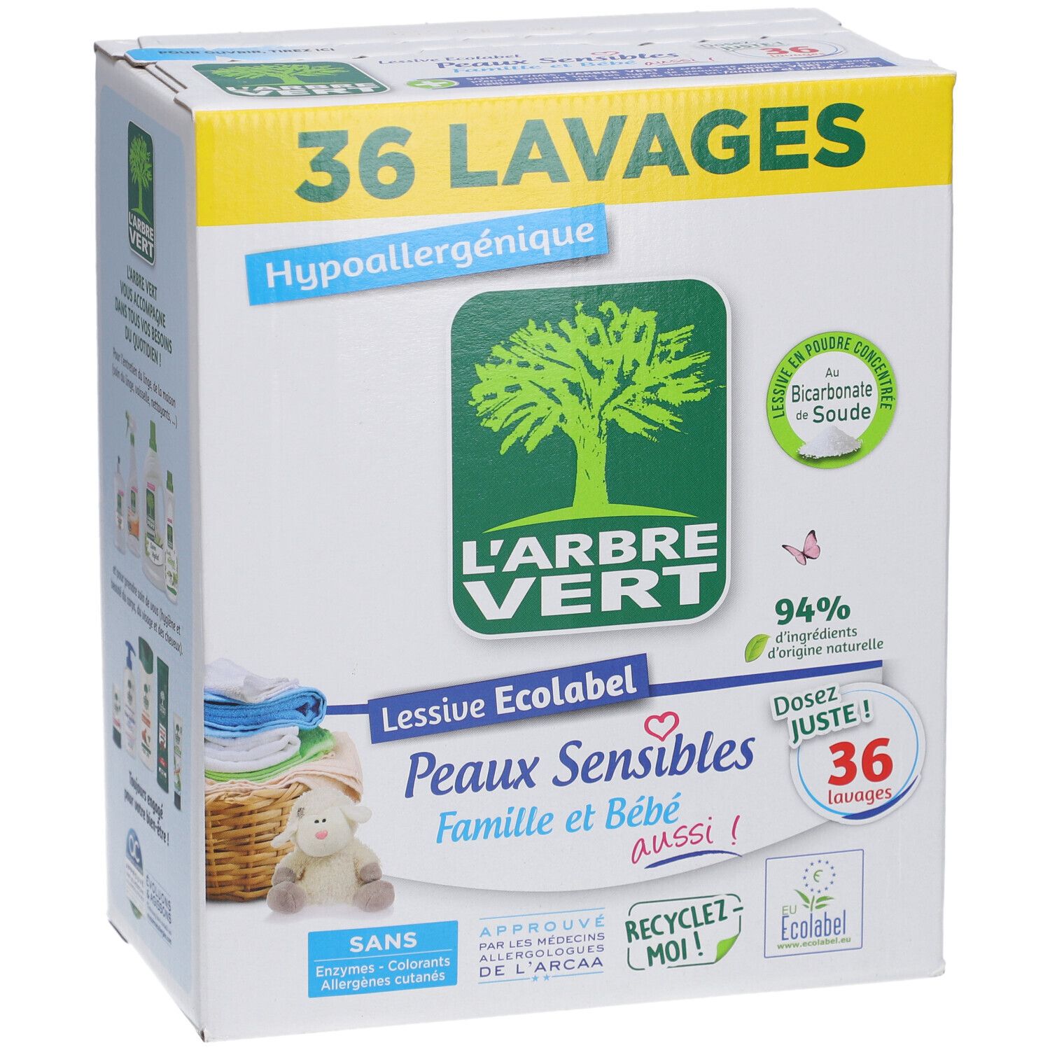 L'ARBRE VERT Lessive en poudre peaux sensibles Famille et bébé
