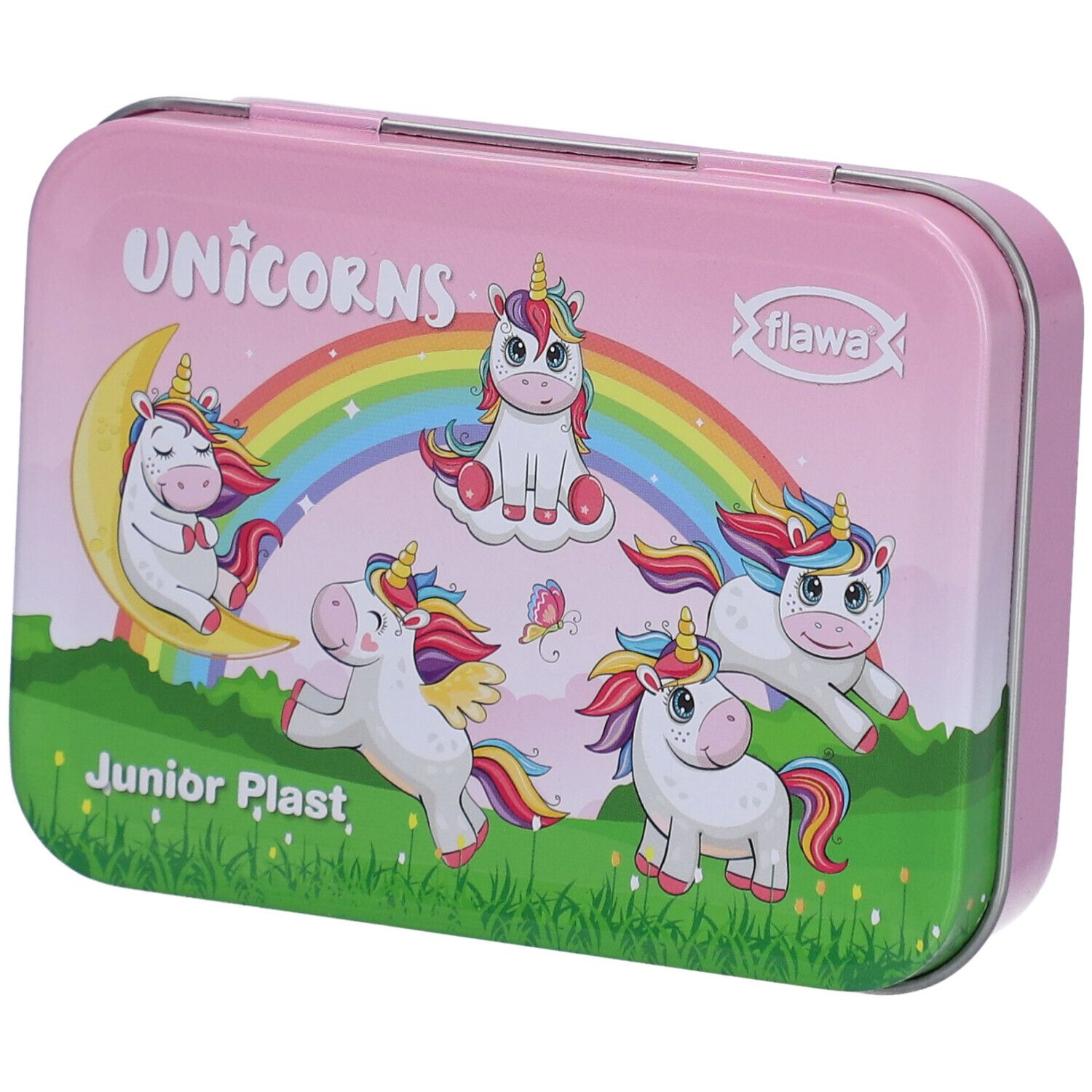 flawa® Junior Plast Pansements pour enfants boîte métallique licorne