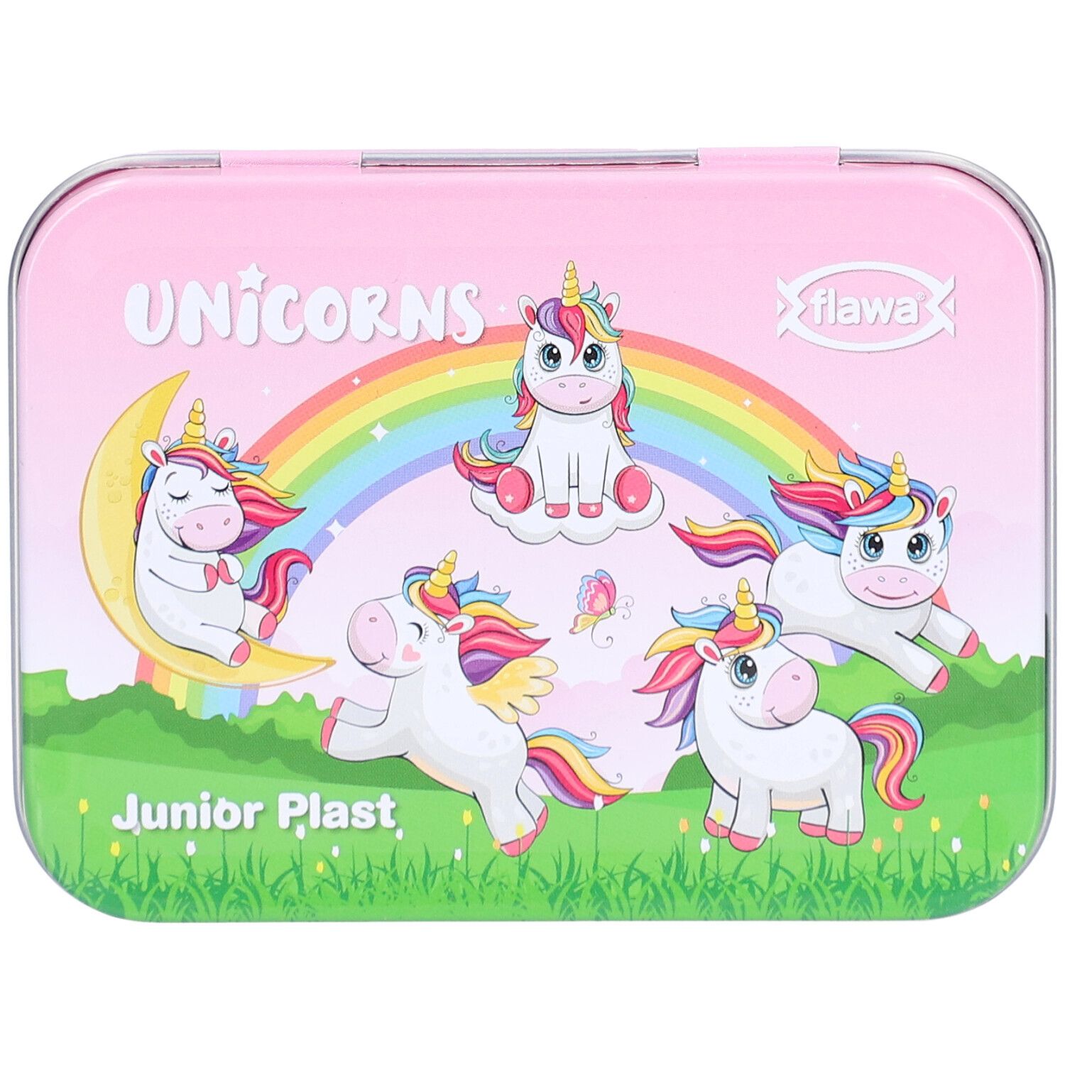 flawa® Junior Plast Pansements pour enfants boîte métallique licorne