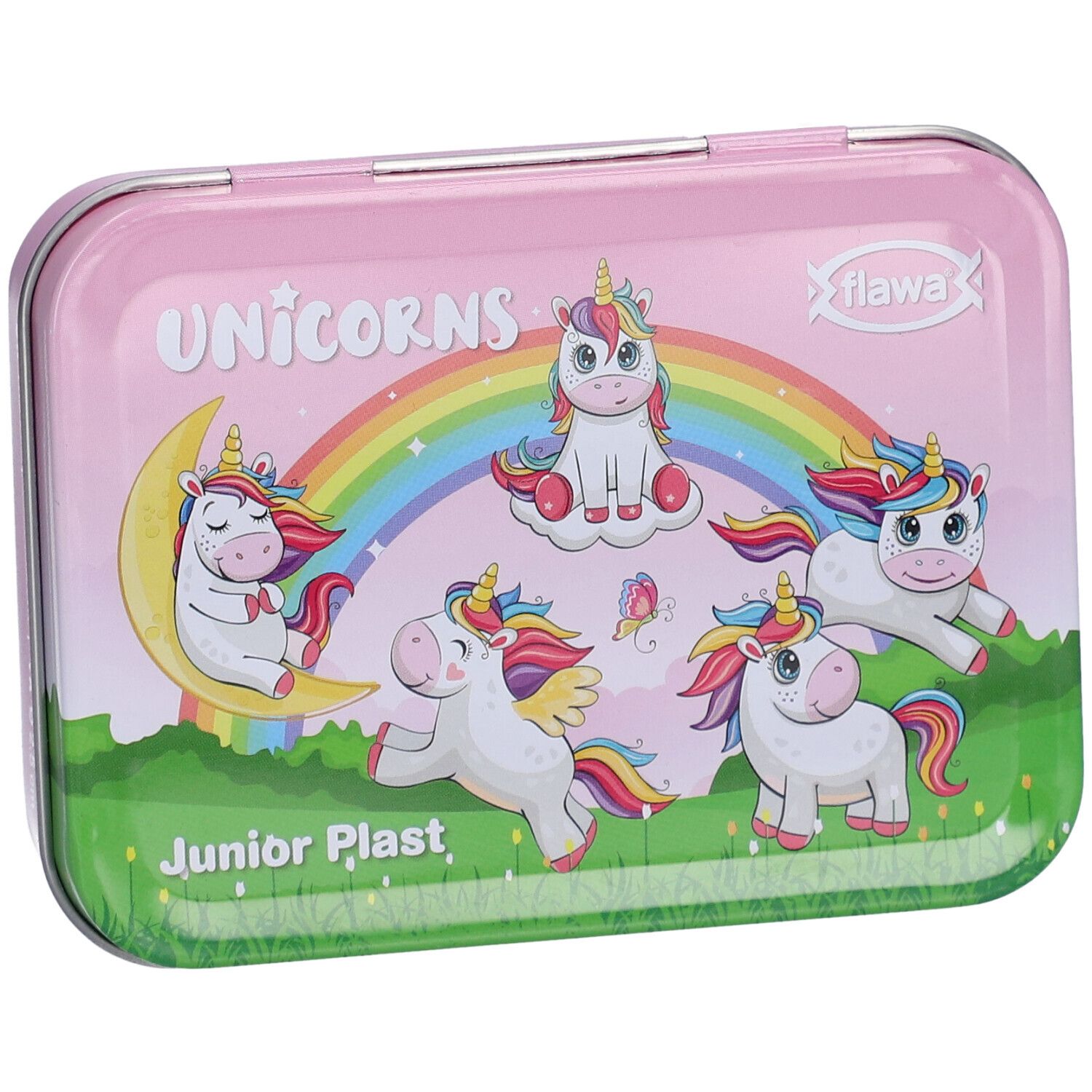 flawa® Junior Plast Pansements pour enfants boîte métallique licorne