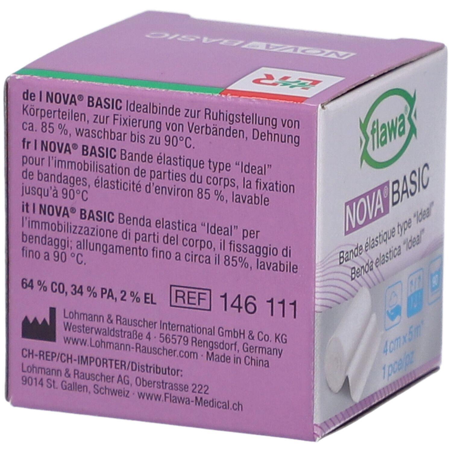 flawa® Nova® Basic Bande élastique type "Ideal" 4 cm x 5 m