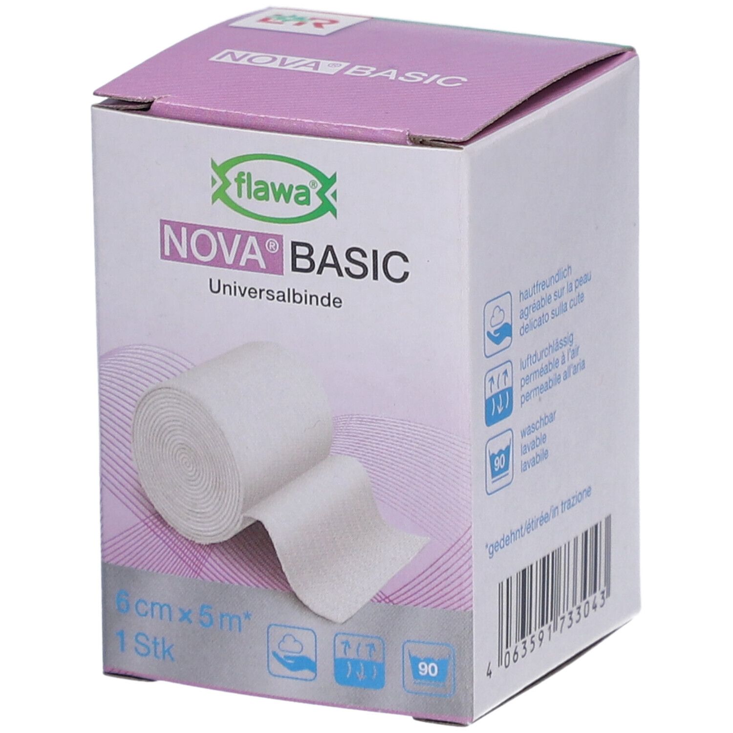 FLAWA Nova Basic elastisch Ideaalbinde 6 cm x 5 m