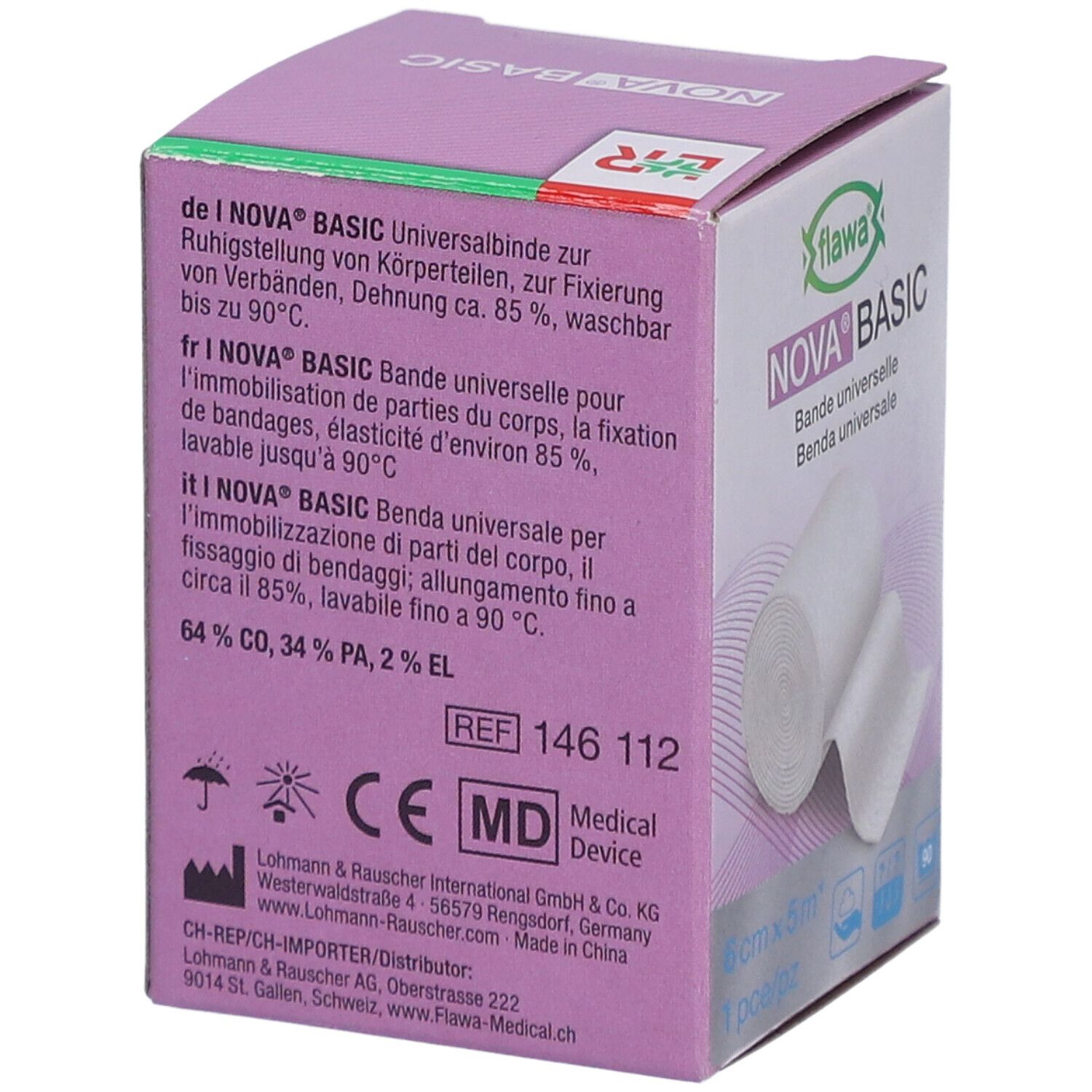 FLAWA Nova Basic elastisch Ideaalbinde 6 cm x 5 m