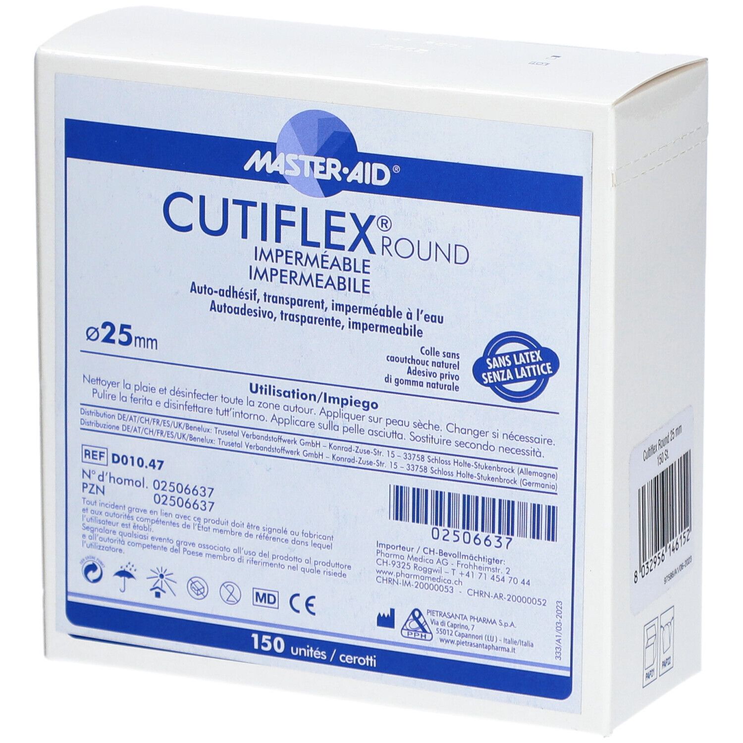 Master Aid® CUTIFLEX® Pansements Ronds Waterproof 25 mm
