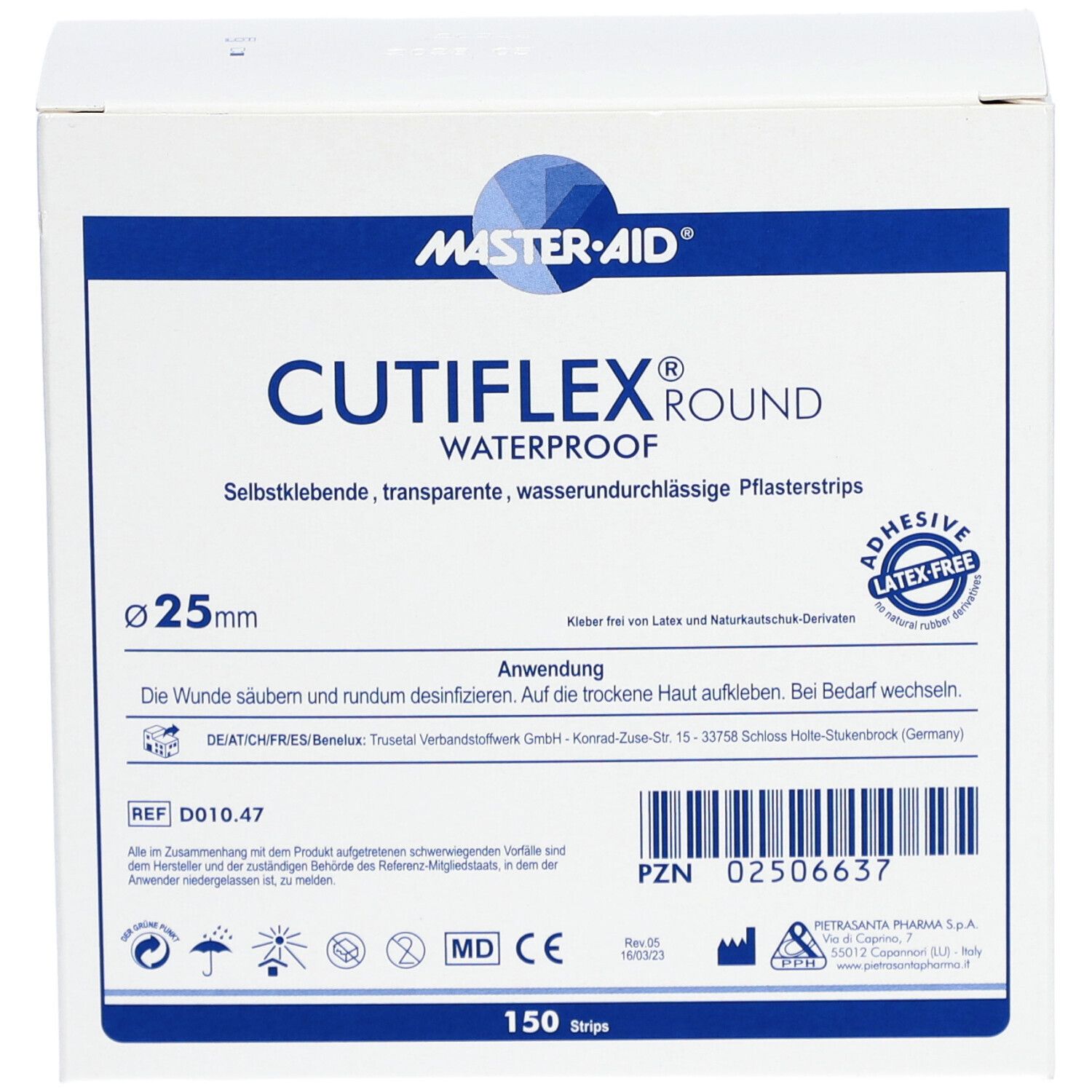 Master Aid® CUTIFLEX® Pansements Ronds Waterproof 25 mm