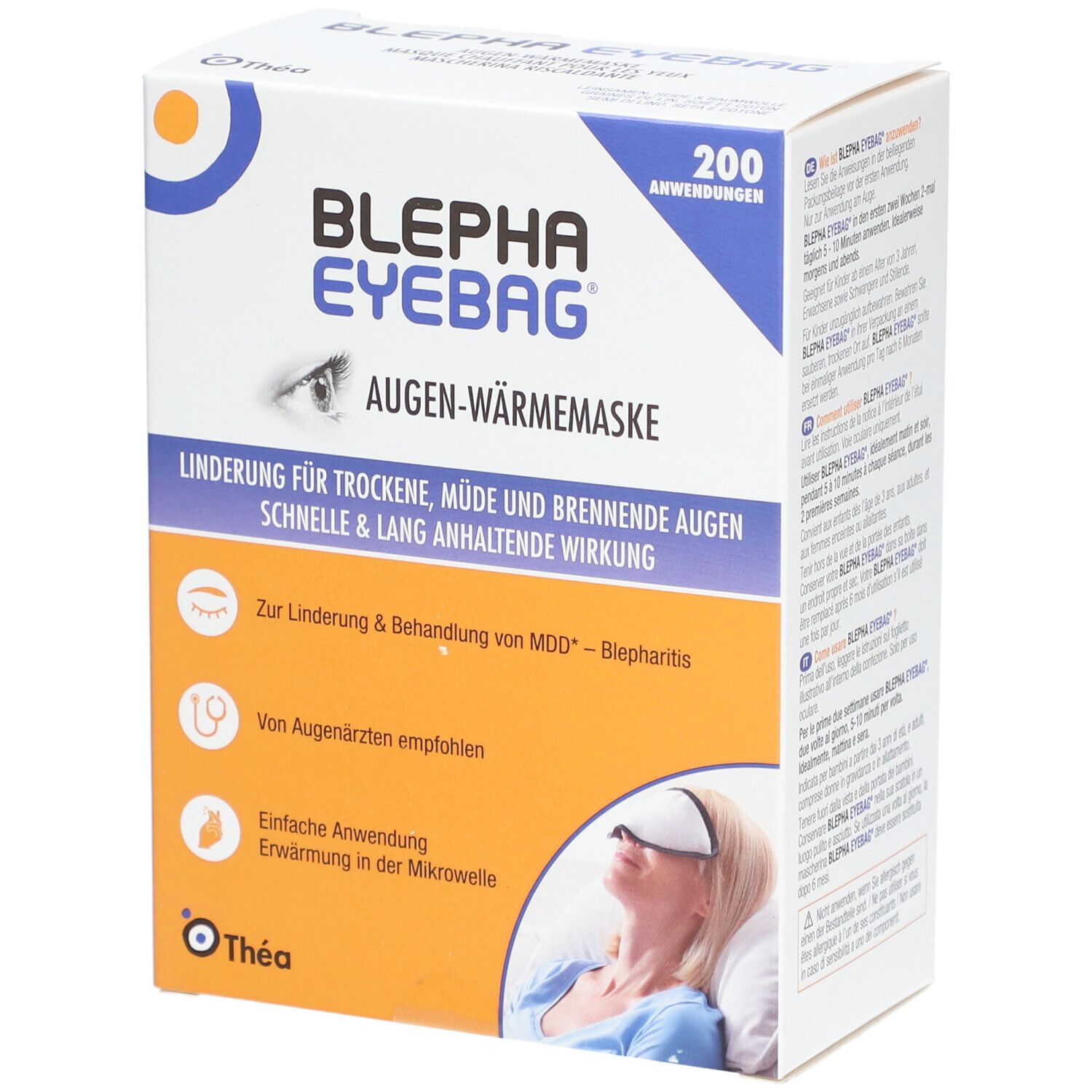 Masque chauffant BLEPHA EYEBAG pour les yeux secs et fatigués.