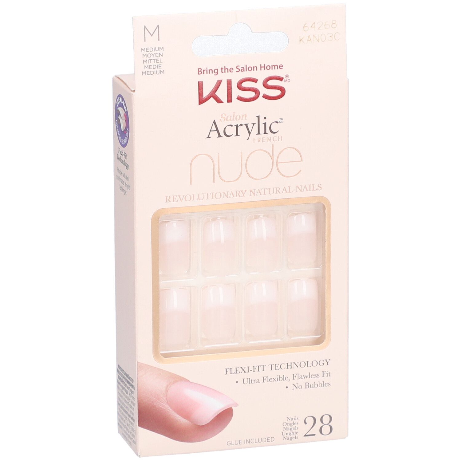 KISS Salon Acrylic Faux ongles French Nude Taille M