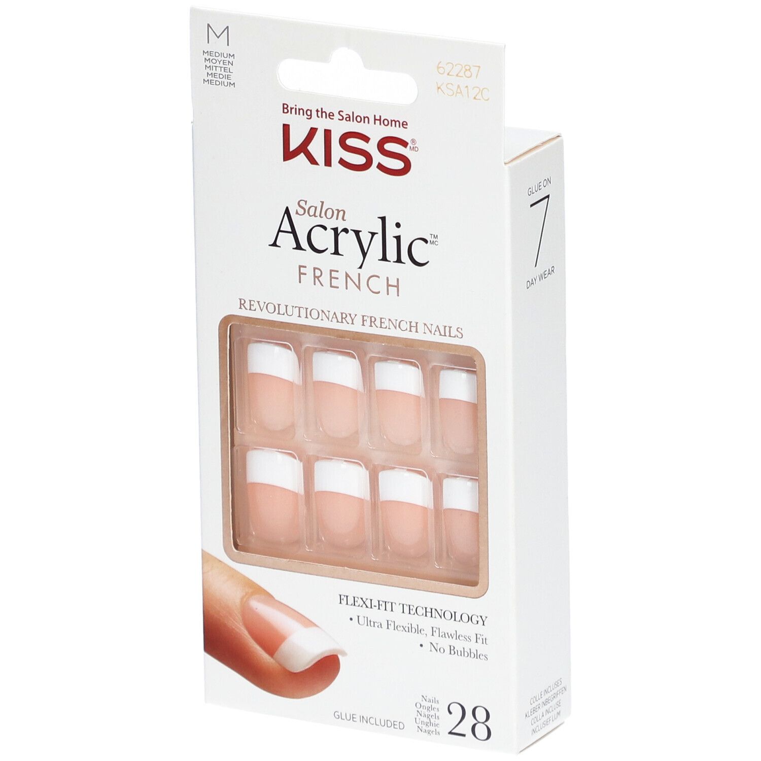 KISS Salon Acrylic Kit French – Set kunstnagels met acryl-look