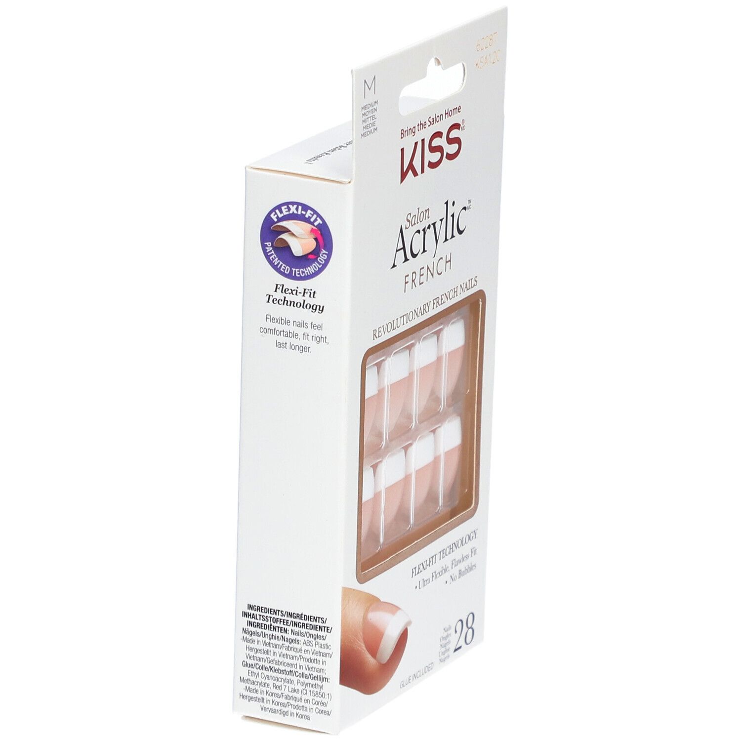 KISS Salon Acrylic Kit French – Set kunstnagels met acryl-look