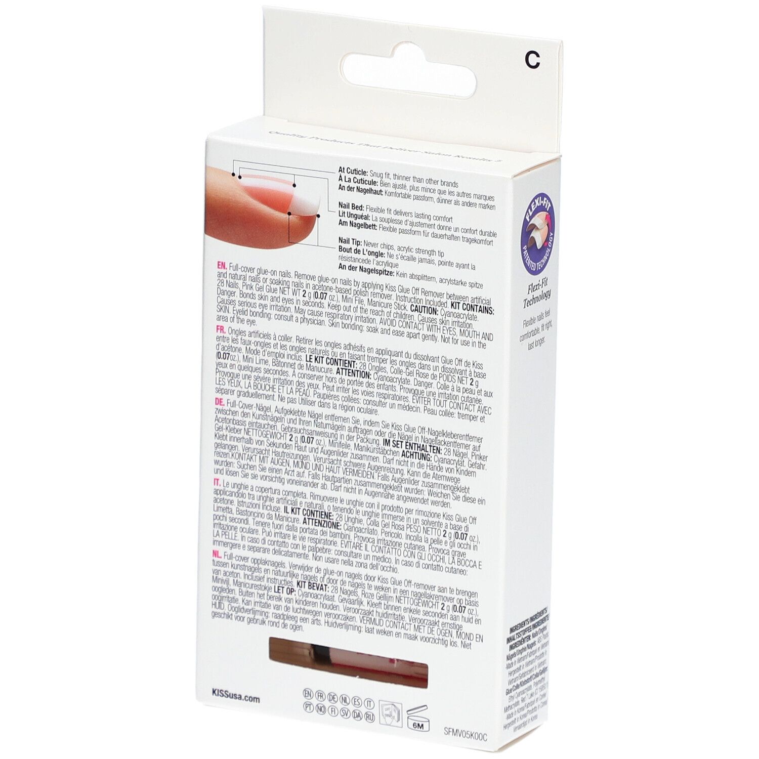 KISS Salon Acrylic Kit French – Set kunstnagels met acryl-look