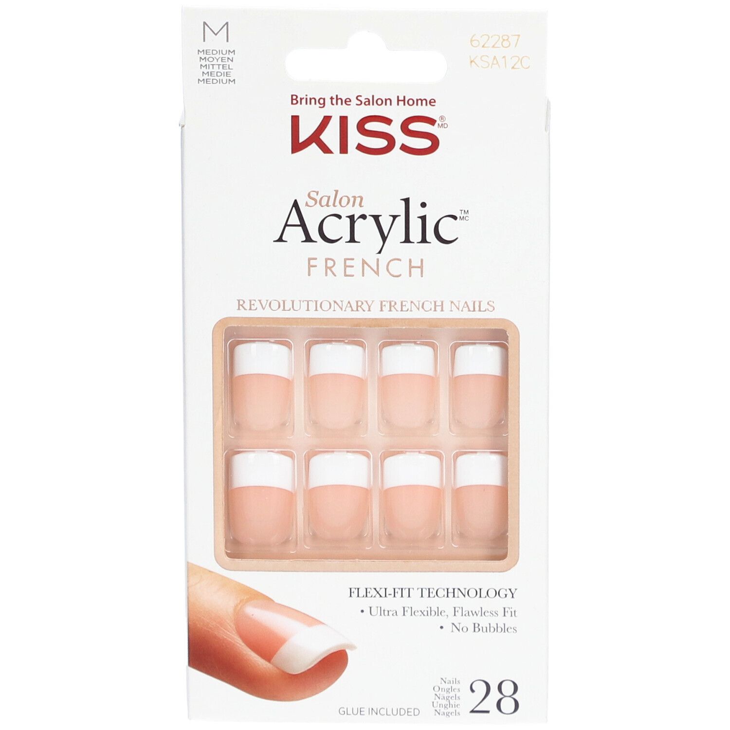 KISS Salon Acrylic Kit French – Set kunstnagels met acryl-look