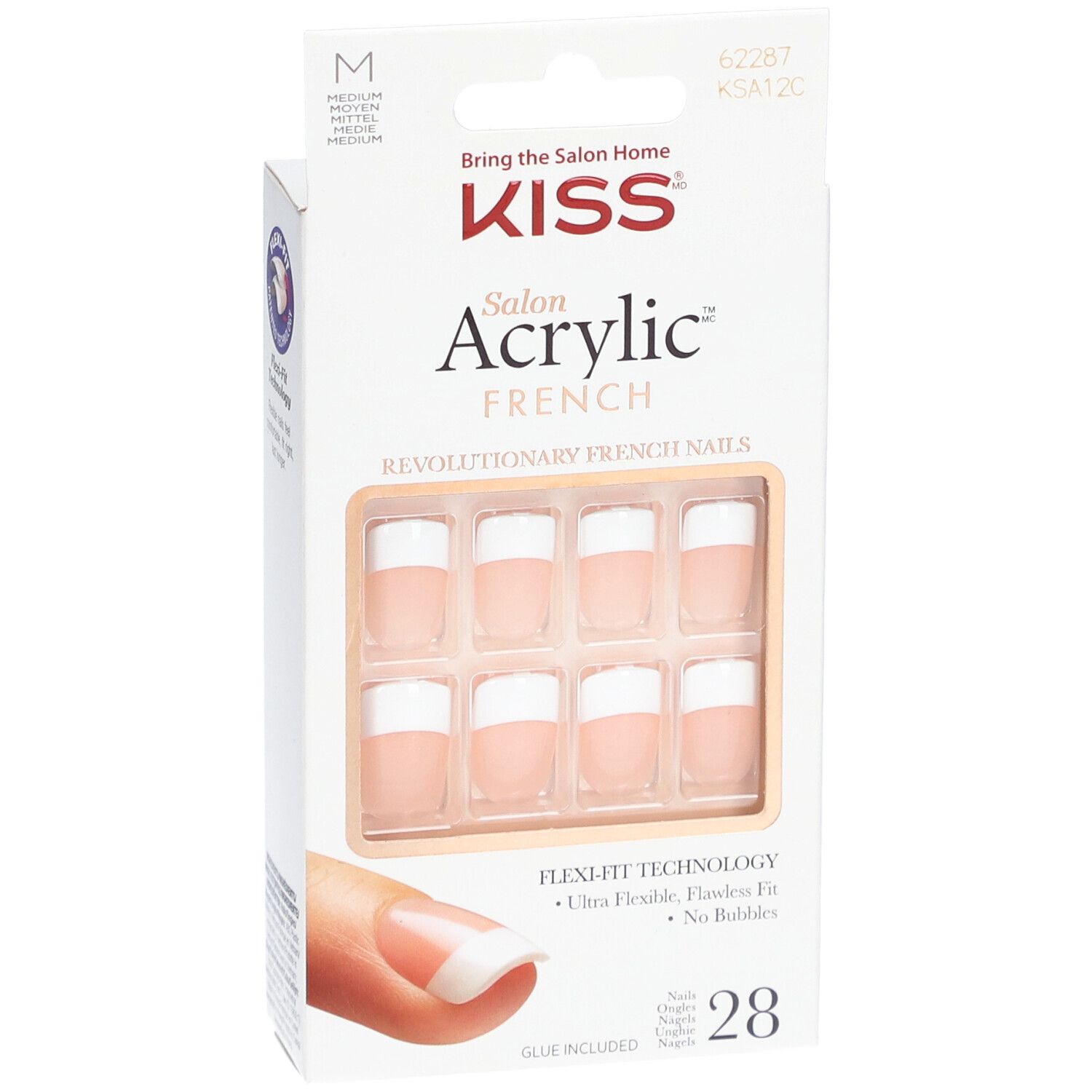 KISS Salon Acrylic Kit French – Set kunstnagels met acryl-look