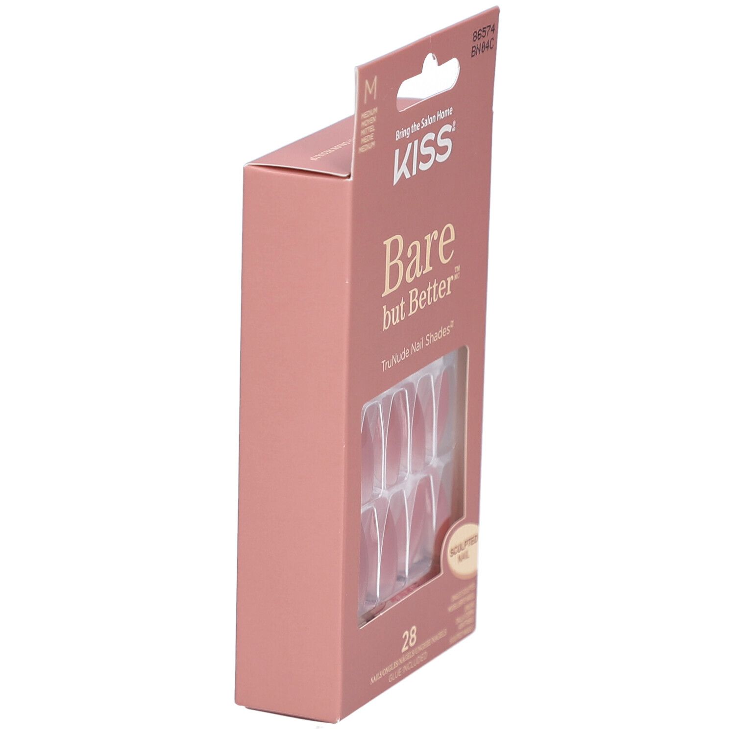 Faux ongles KISS Bare but Better, taille M, 28 pièces.
