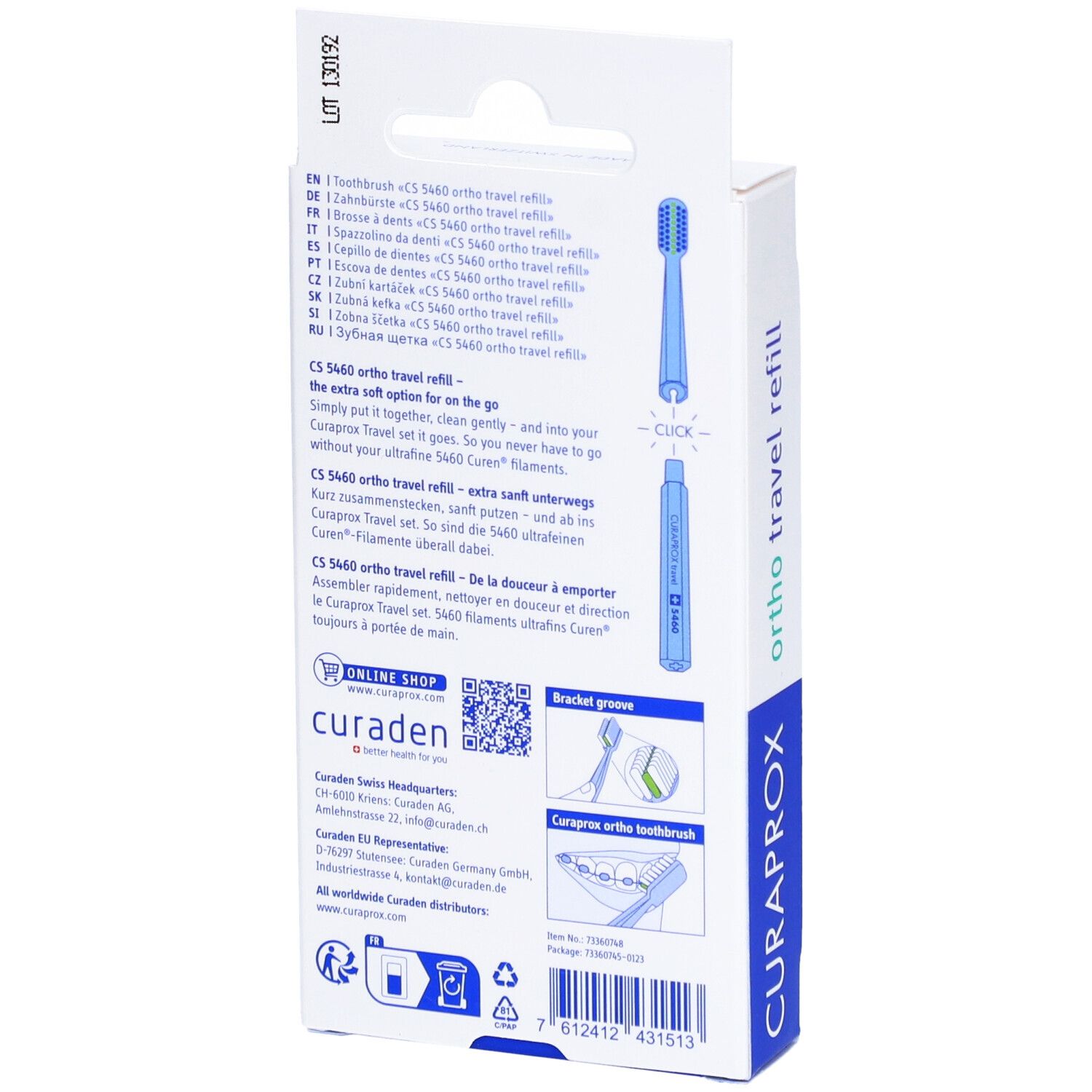 Curaprox CS 5460 Travel Set Ortho Recharge Bleu