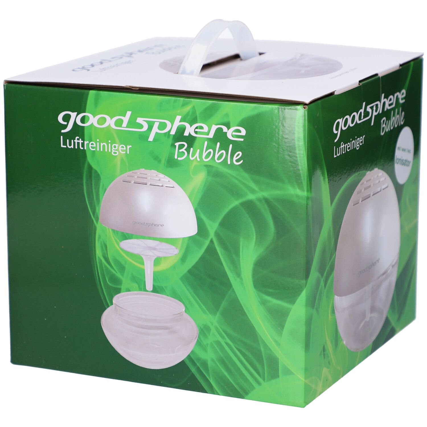 GOODSPHERE Bubble démonté. Parties supérieure et inférieure de la sphère, et une pièce intermédiaire. Emballage vert.