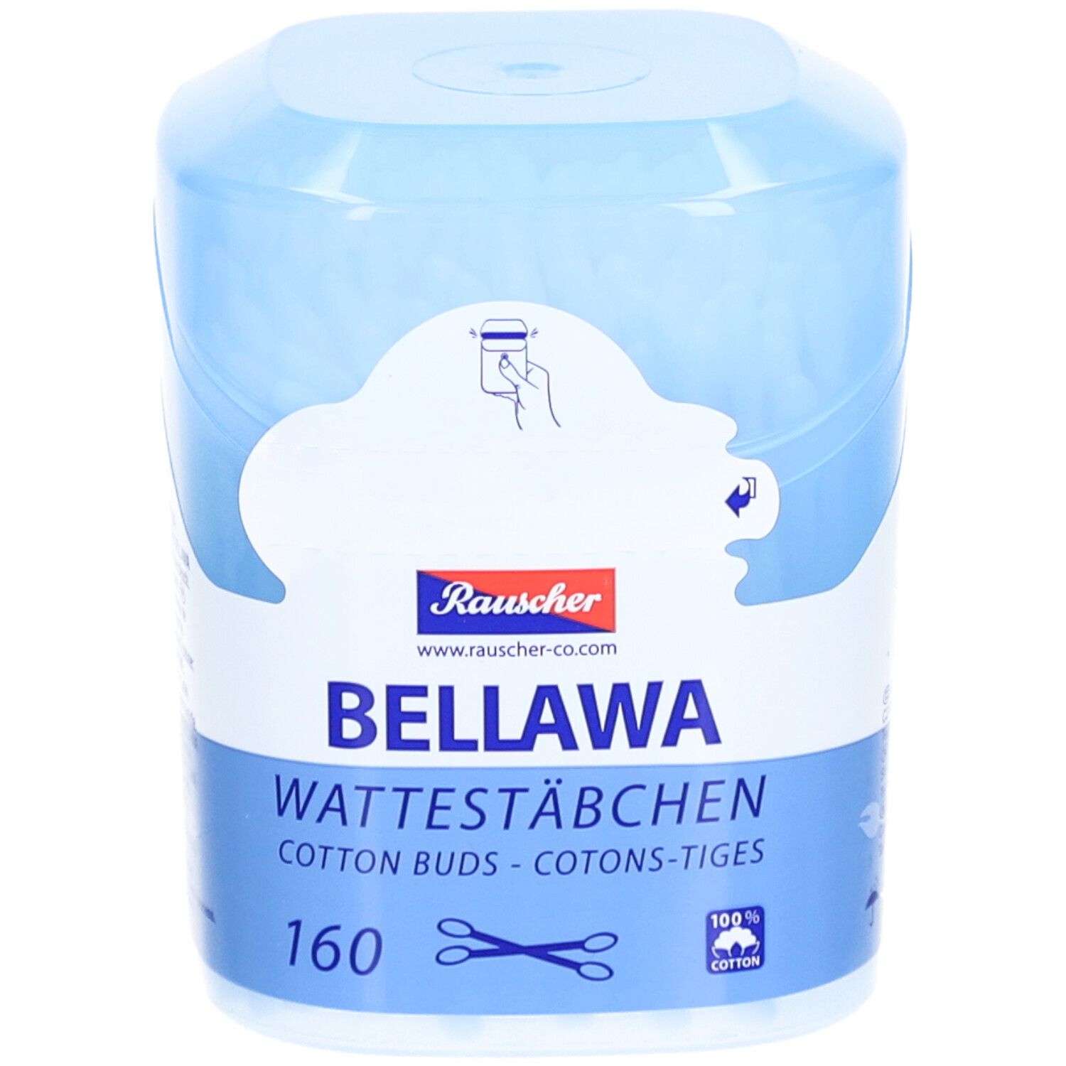Distributeur de cotons-tiges Bellawa, 160 pièces, 100% coton.